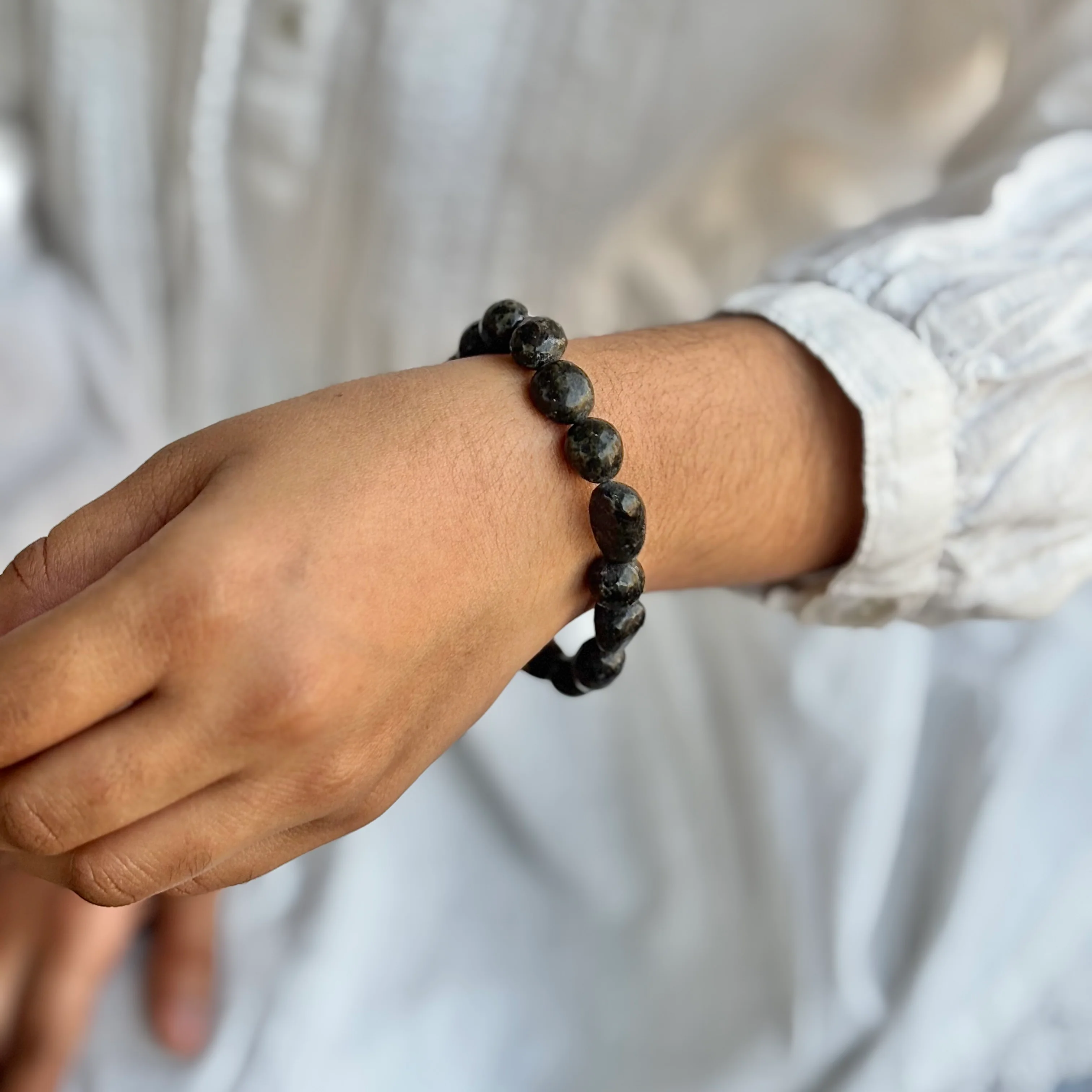 Nuummite Mini Tumble Bracelet | Unlocking Hidden Potentials & Connecting with Inner Power - Image 2