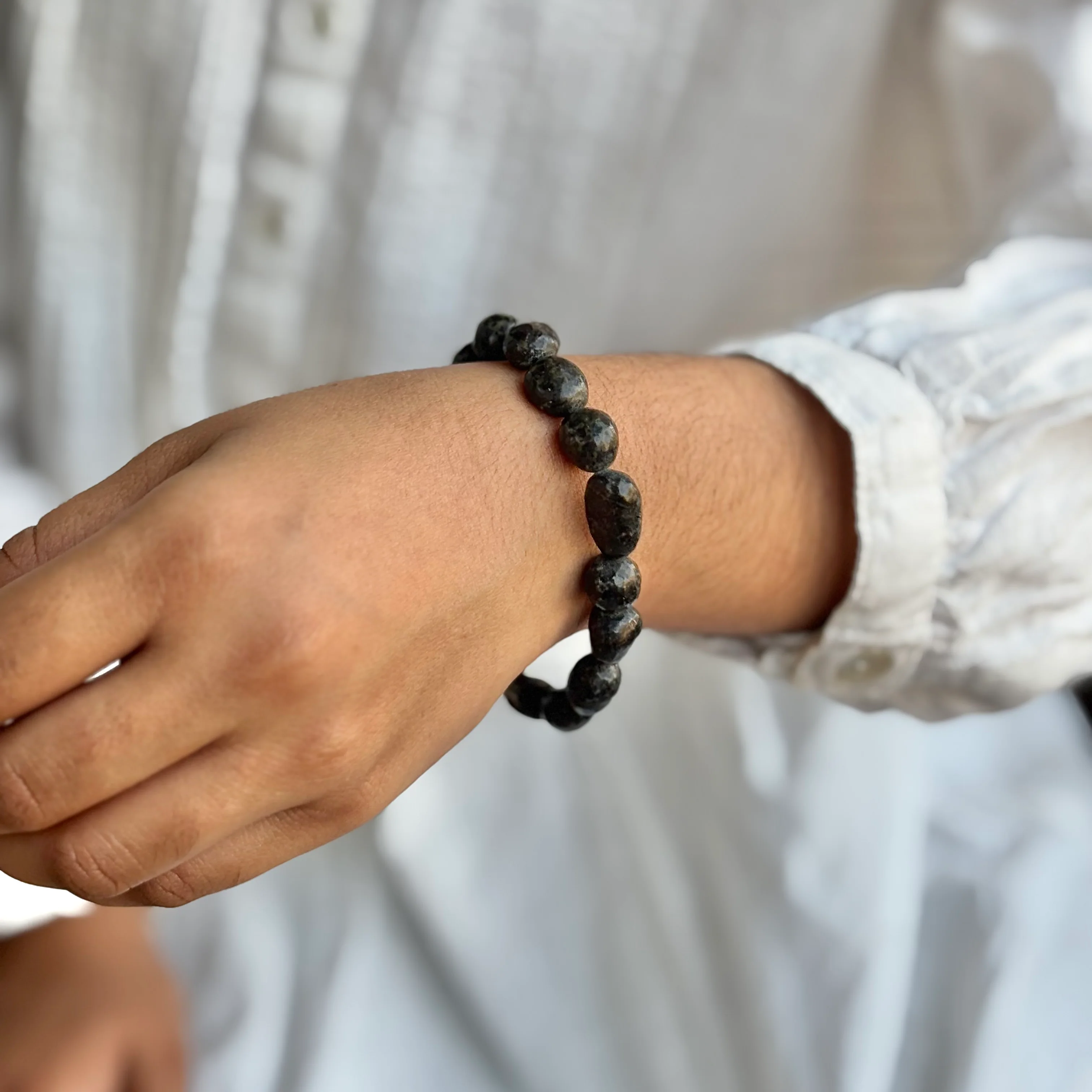 Nuummite Mini Tumble Bracelet | Unlocking Hidden Potentials & Connecting with Inner Power - Image 3