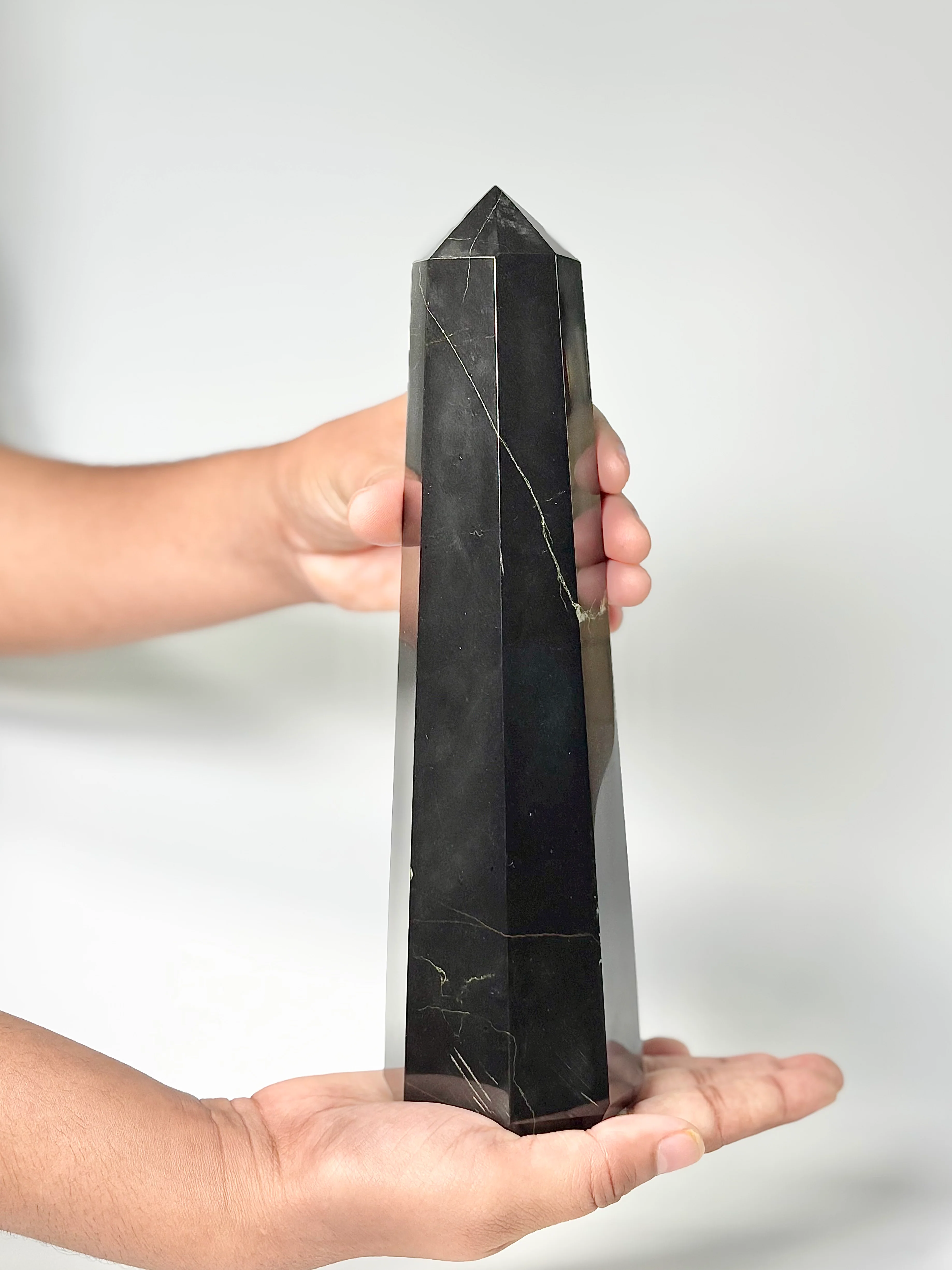 Eight Facet Black Obsidian Tower – 1.3kg - Bold Elegance & Balanced Design - Image 2