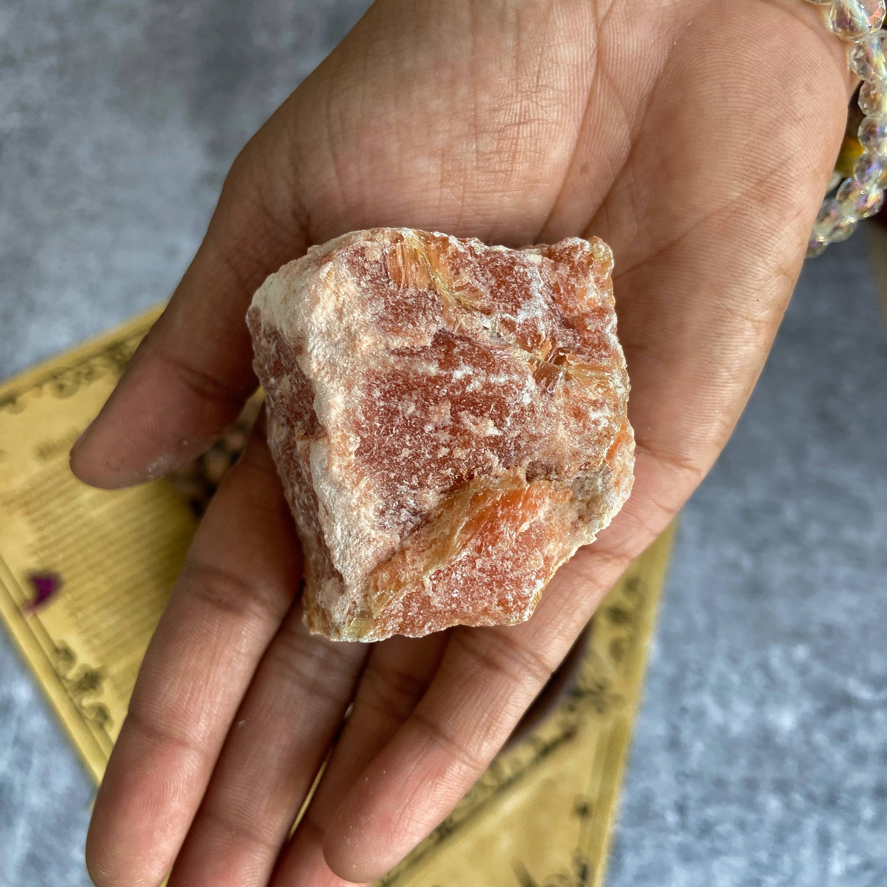 Orange Calcite Raw Stone Chunk | Clears Stagnant Energies & Promotes Spiritual Growth - Image 5