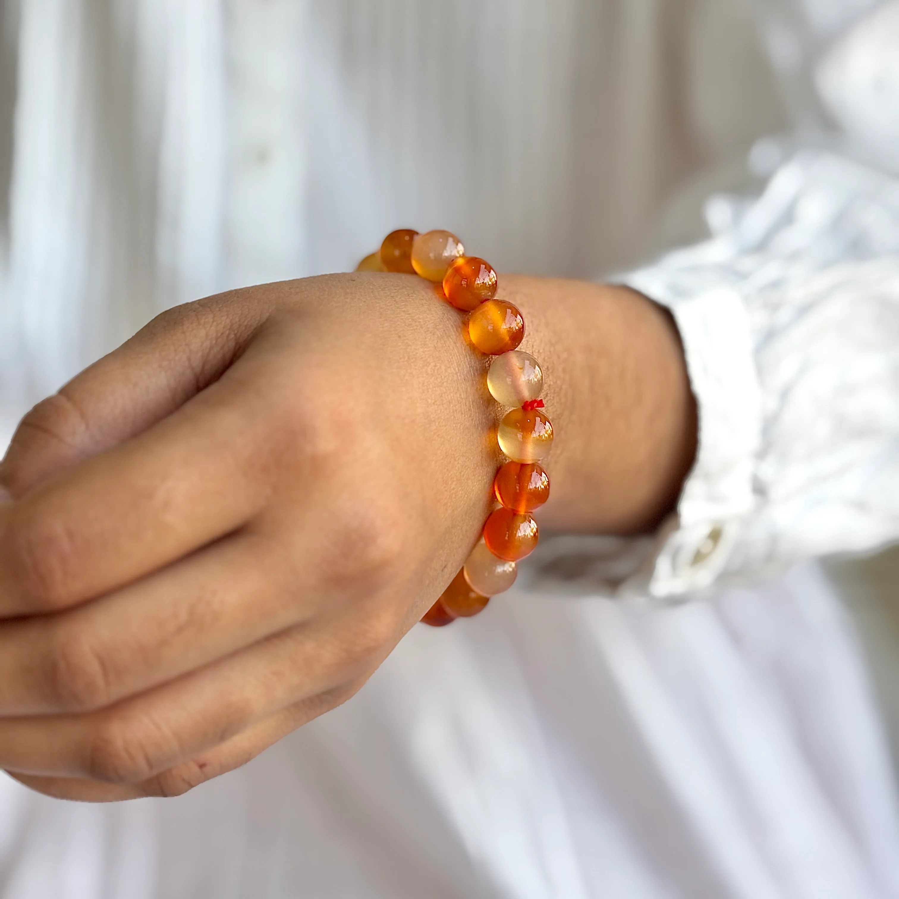 Orange Carnelian Bead Bracelet - 10mm | Opportunities & Courage - Image 3