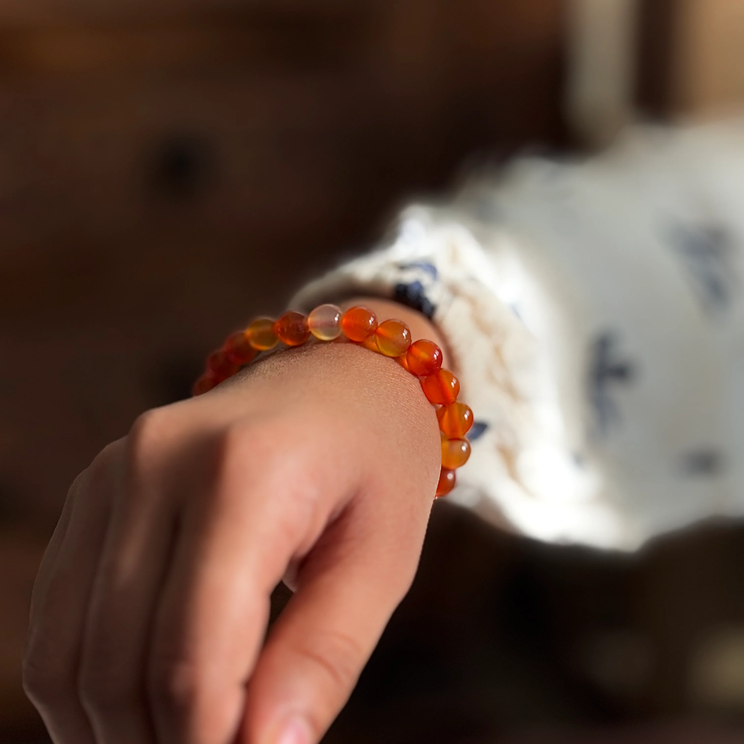 Orange Carnelian Bead Bracelet - 6mm | Opportunities & Courage - Image 2