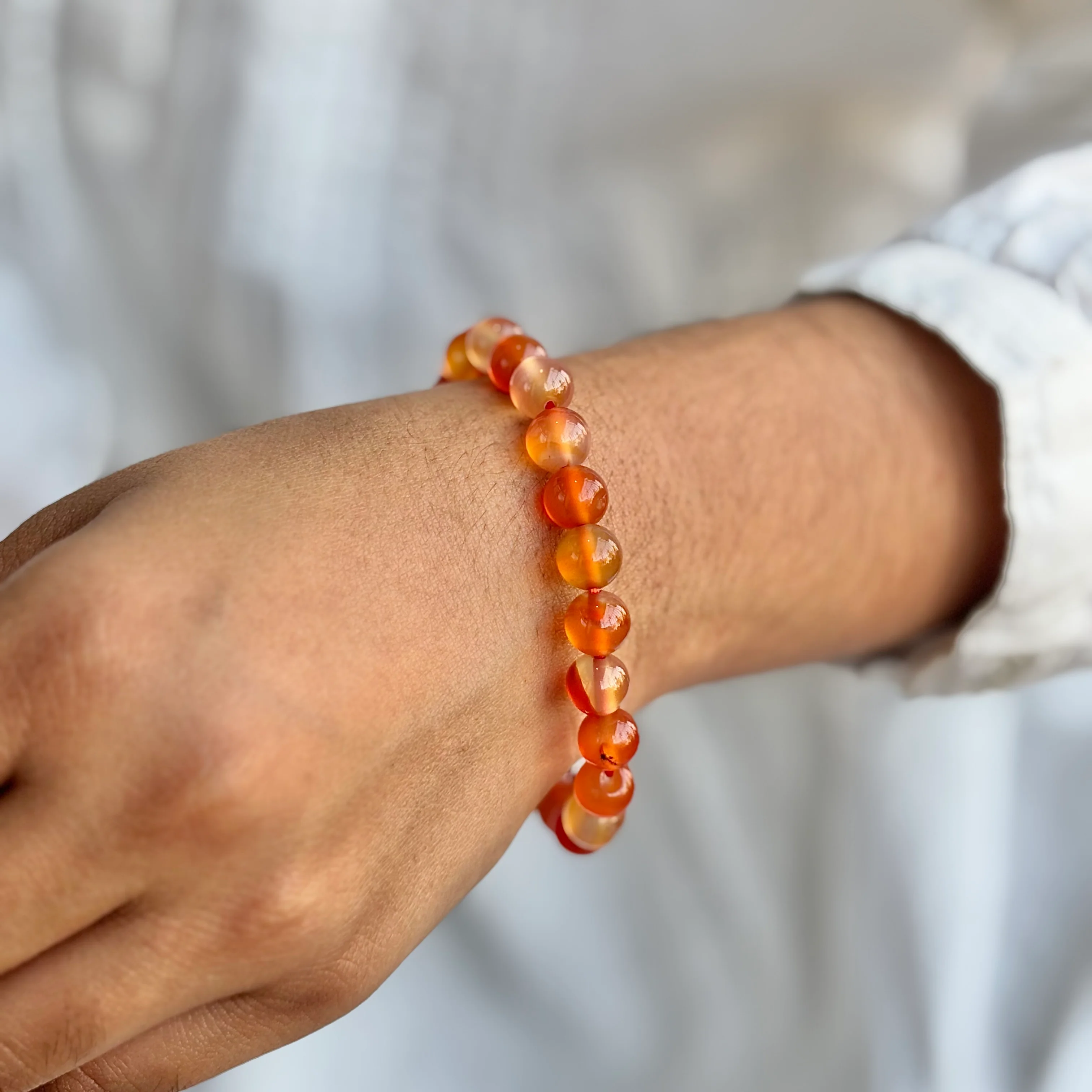 Orange Carnelian Bead Bracelet - 8mm | Opportunities & Courage - Image 2