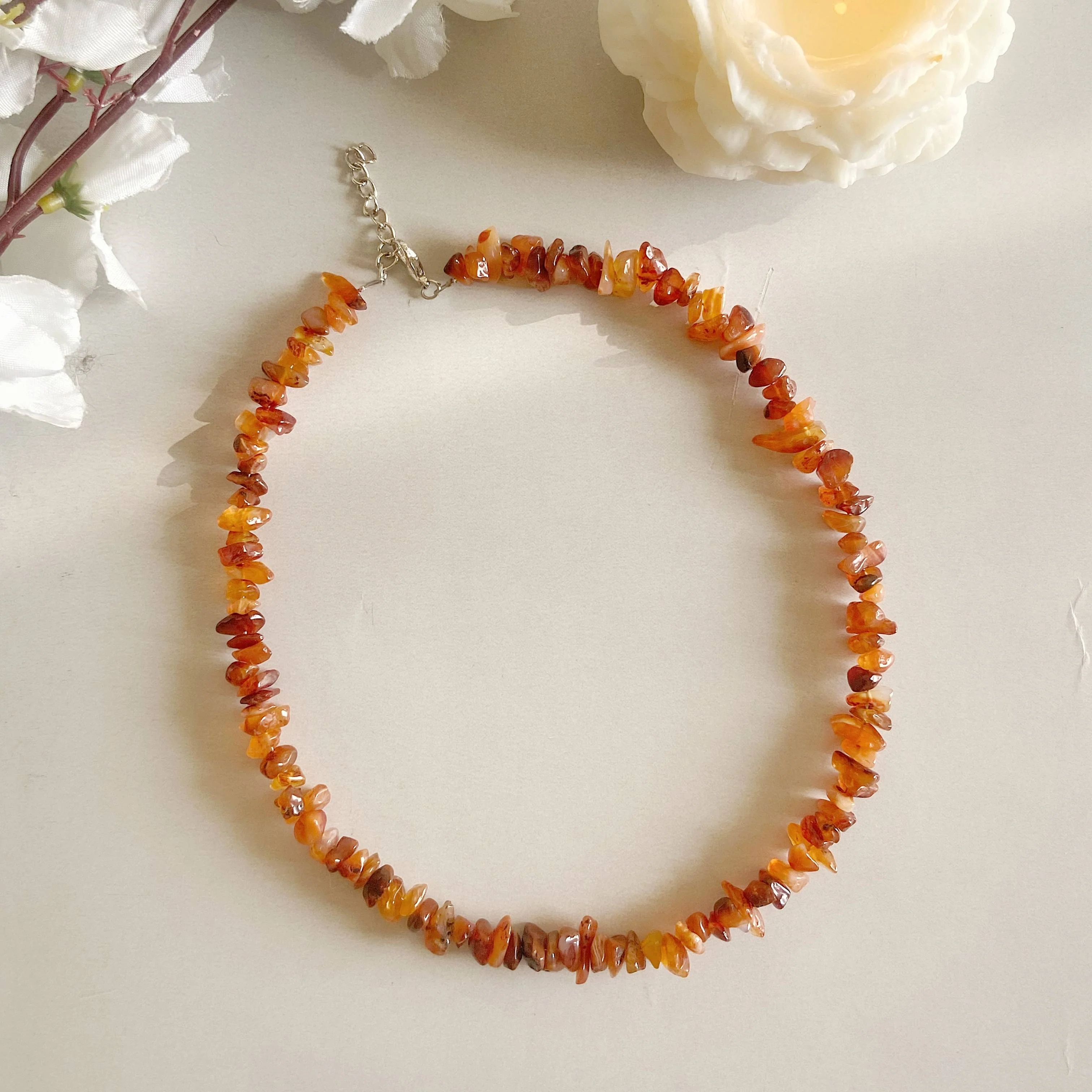Orange Carnelian Chips Necklace | Opportunities & Courage