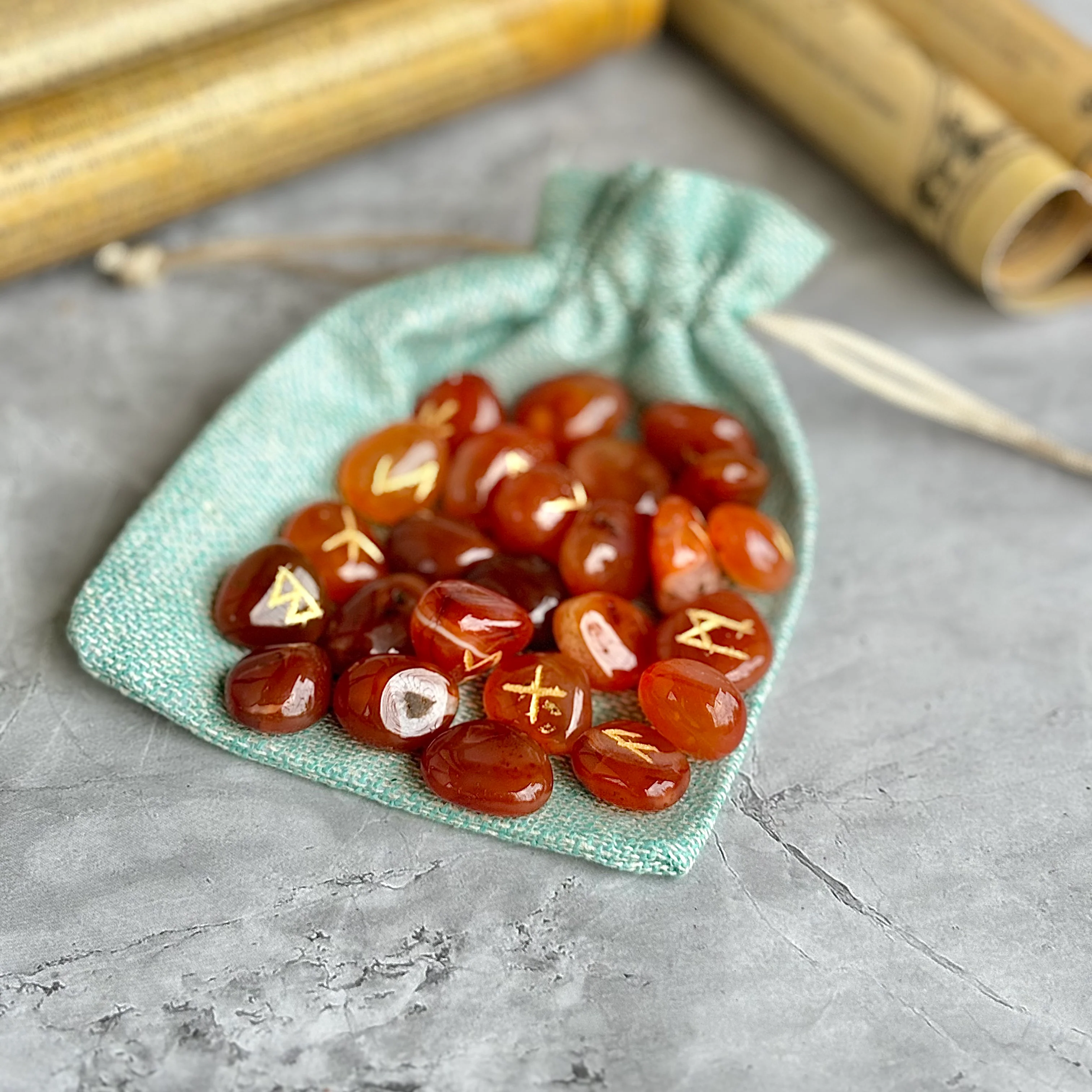 Orange Carnelian Rune Set with Instruction | Creativity & Vitality - Image 2