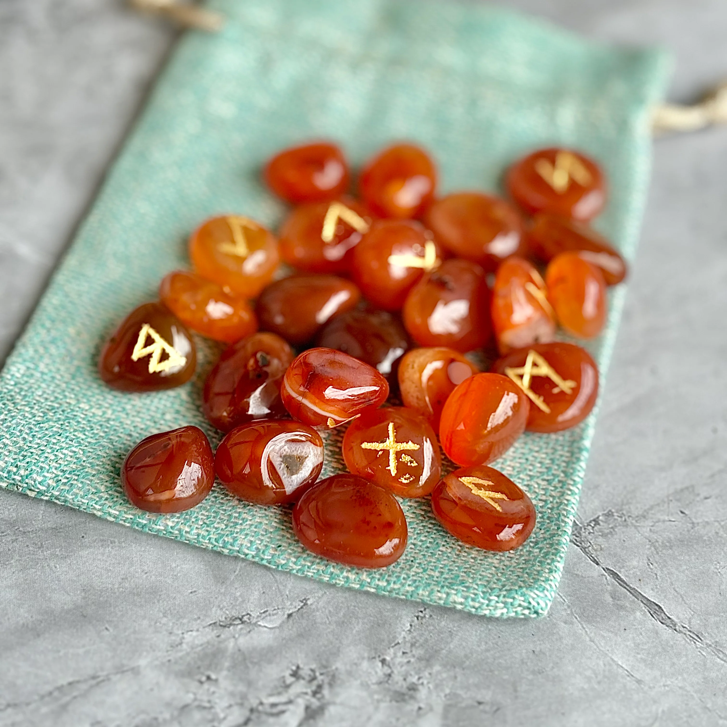 Orange Carnelian Rune Set with Instruction | Creativity & Vitality - Image 3