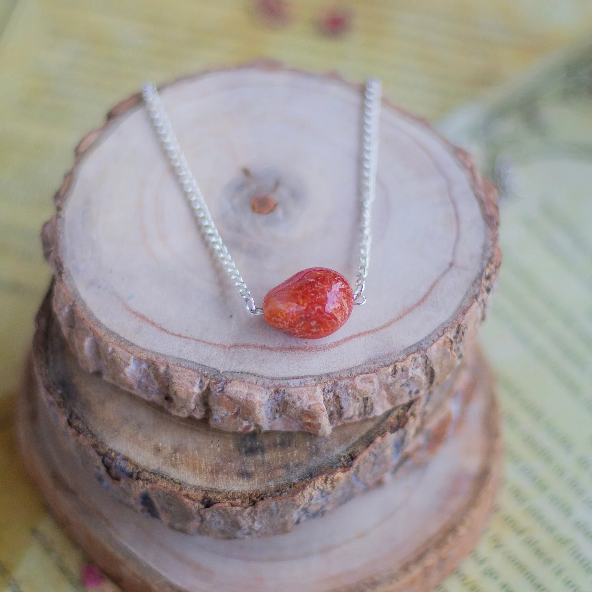 Orange Carnelian Tumble Necklace | Stone of Creativity & Opportunity - Image 3
