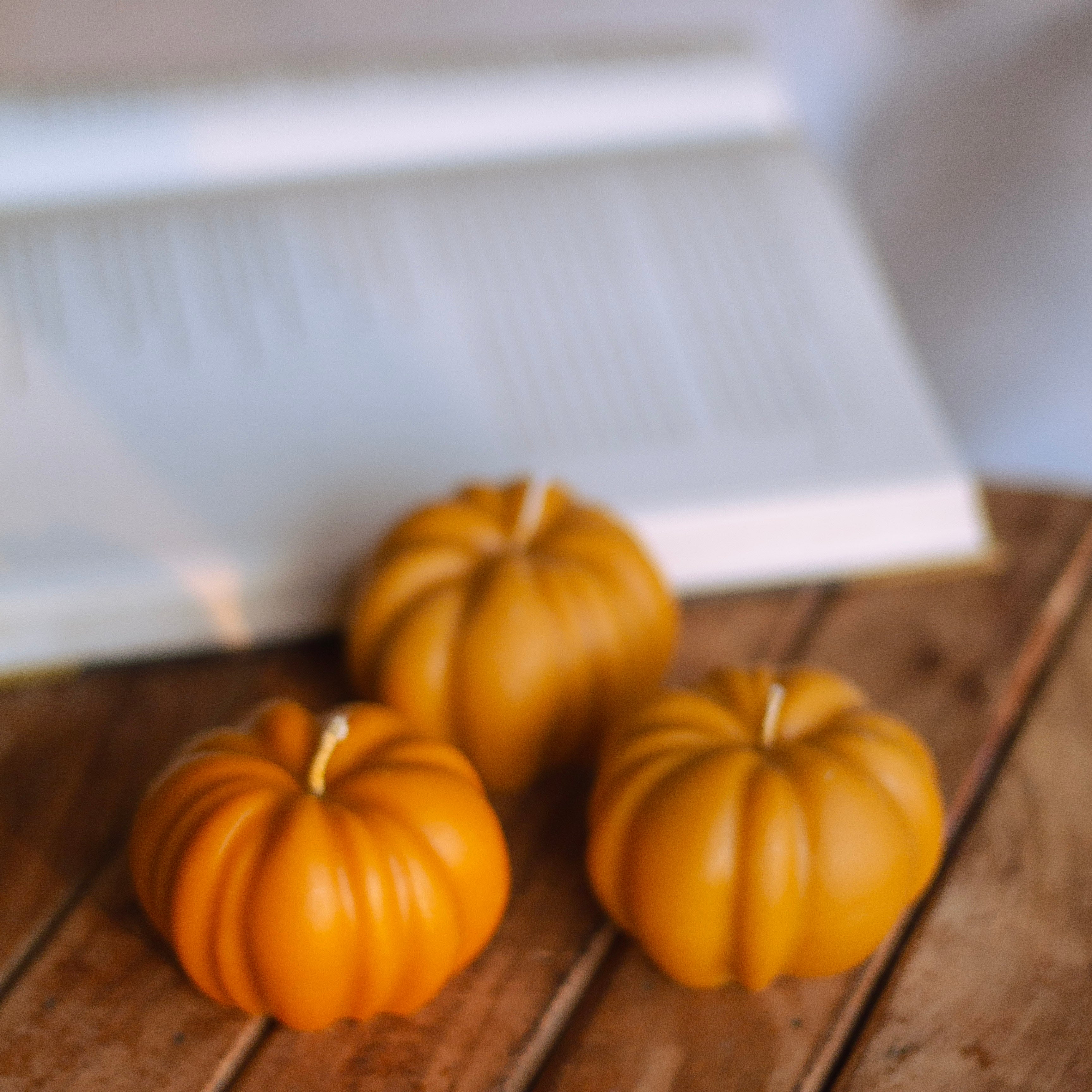 Orange Pumpkin Shape Decorative Candle Set of 3 - Image 4