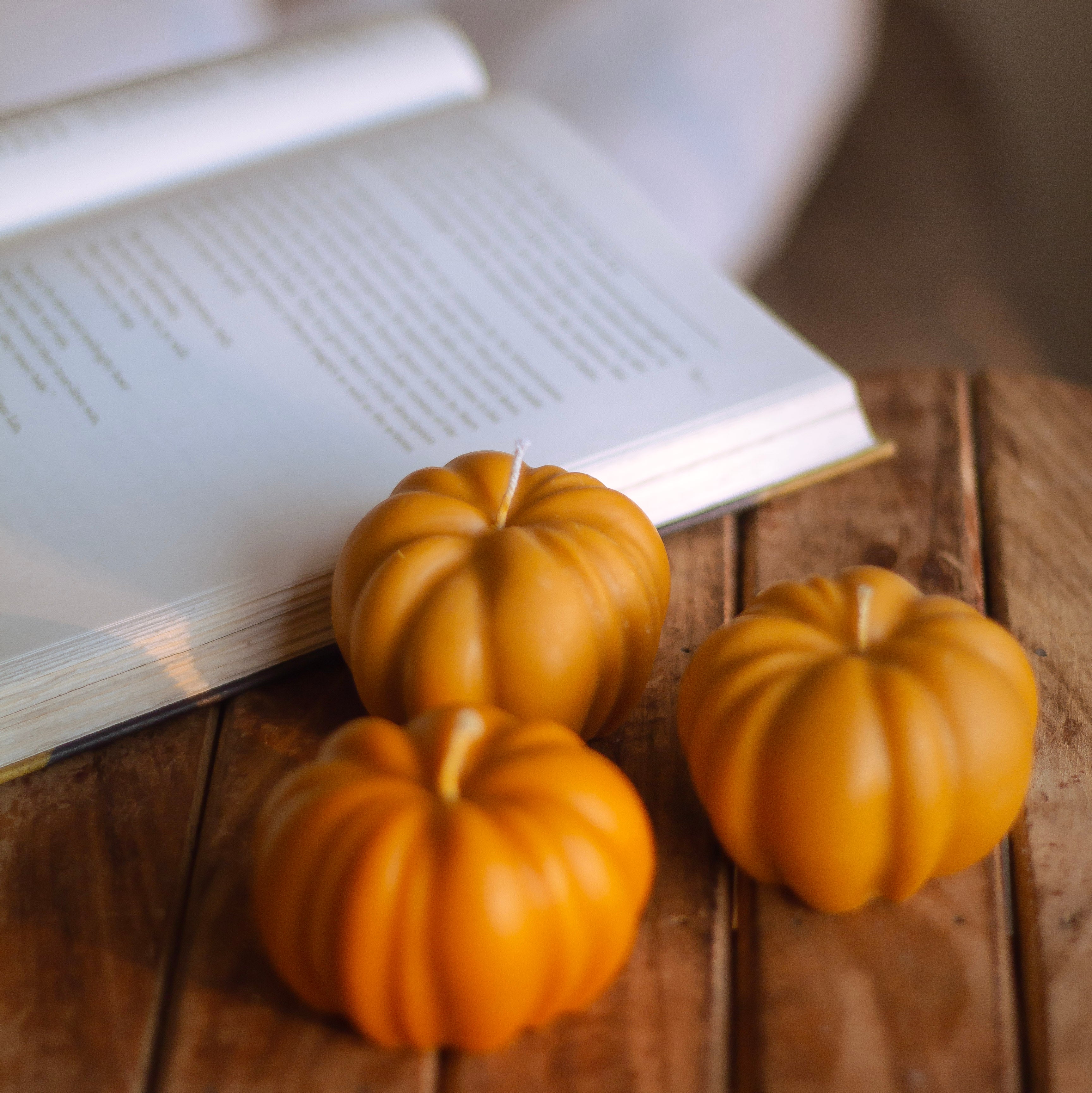 Orange Pumpkin Shape Decorative Candle Set of 3 - Image 5