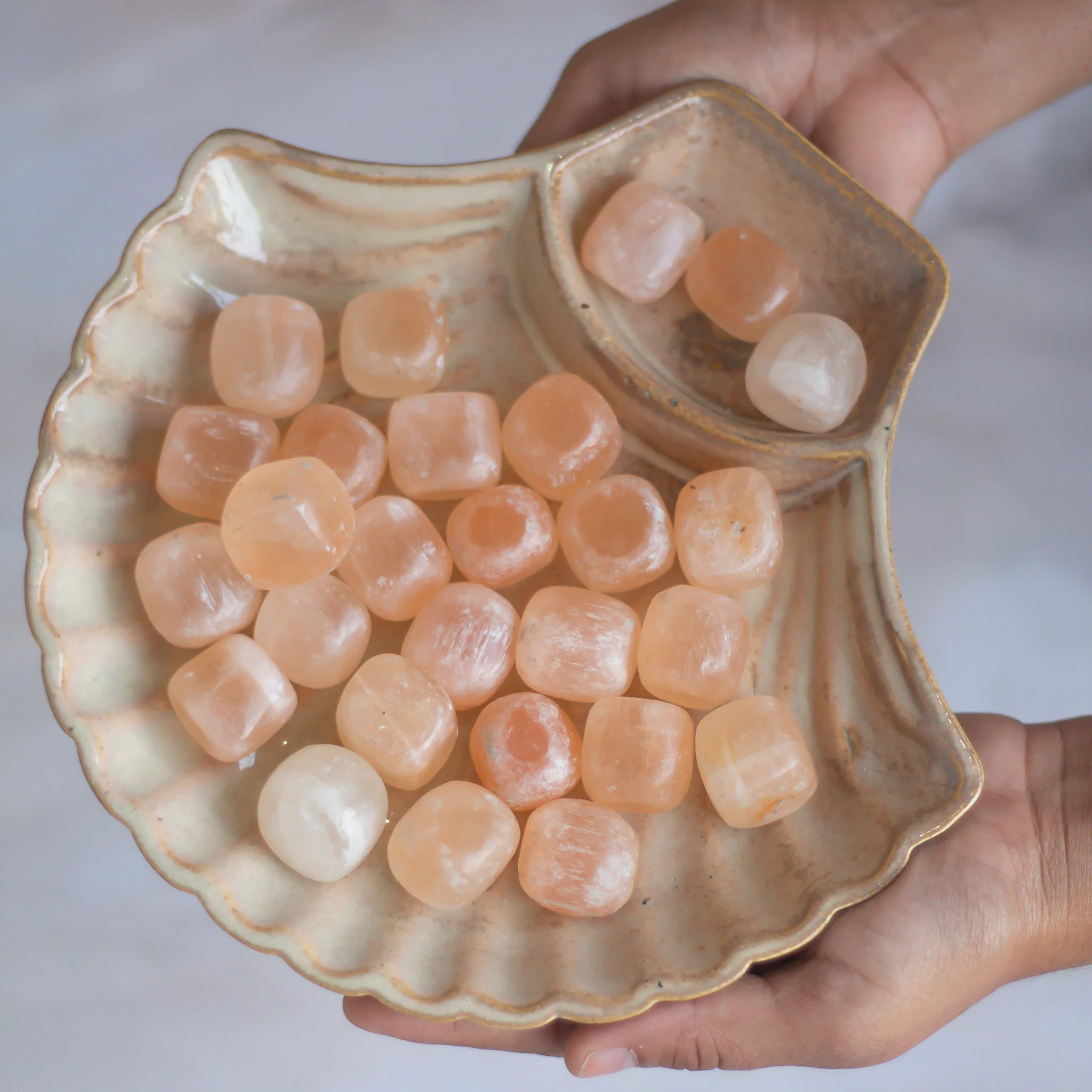Orange Selenite Tumble Stone (Satin Spar Selenite)  | Higer Grounding & Protection - Image 3