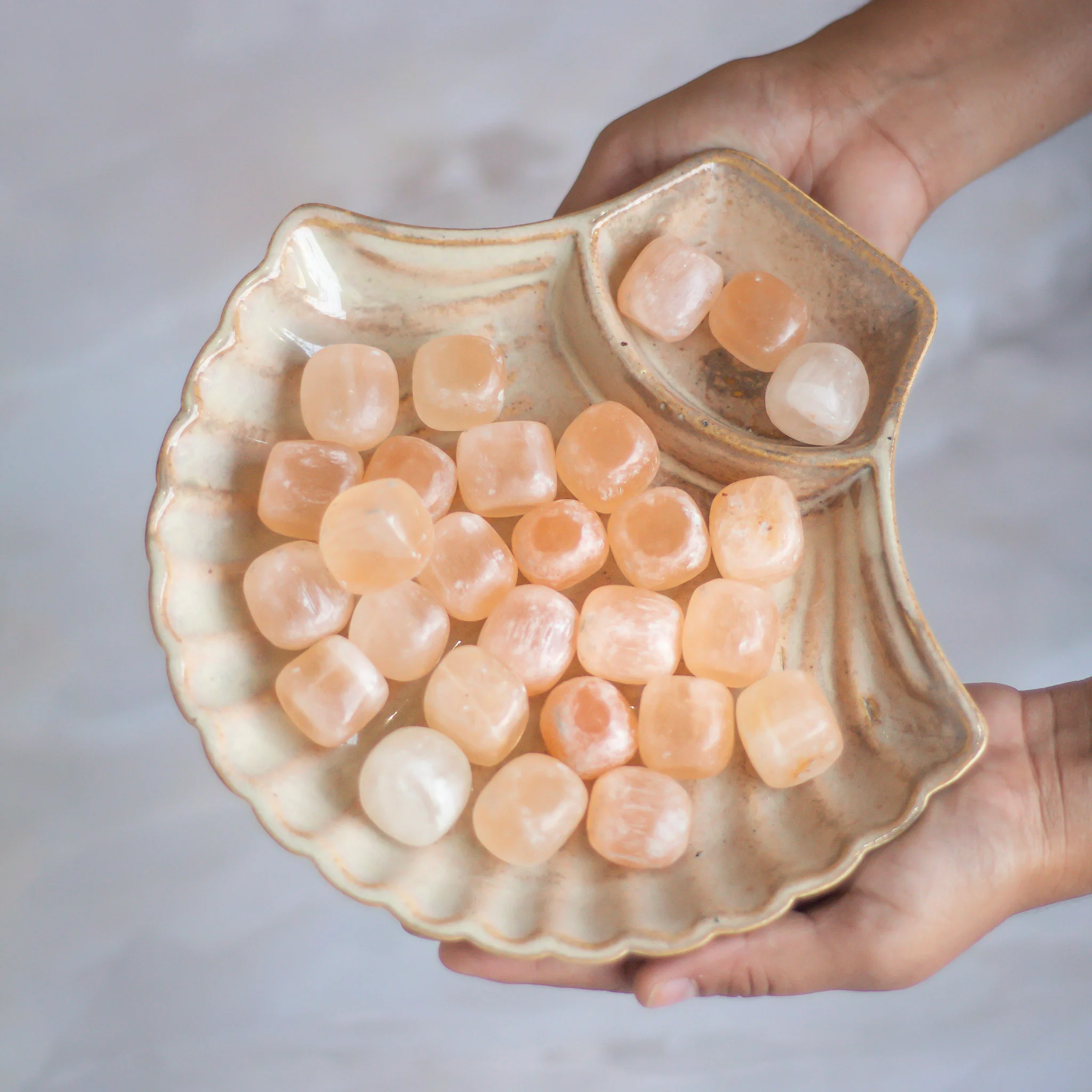 Orange Selenite Tumble Stone (Satin Spar Selenite)  | Higer Grounding & Protection - Image 4