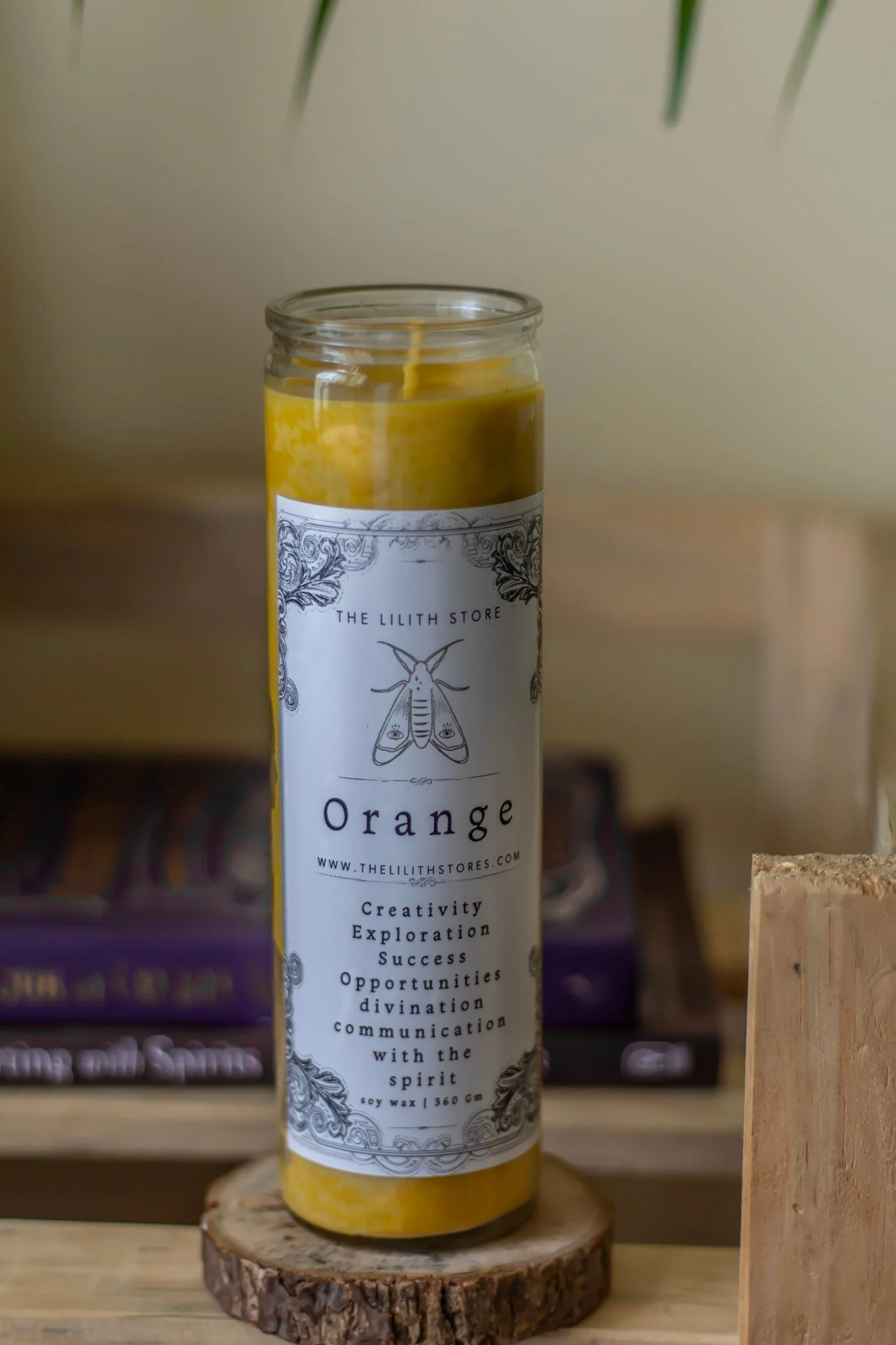 Orange Tall Glass Candle | Soy Wax - Image 3