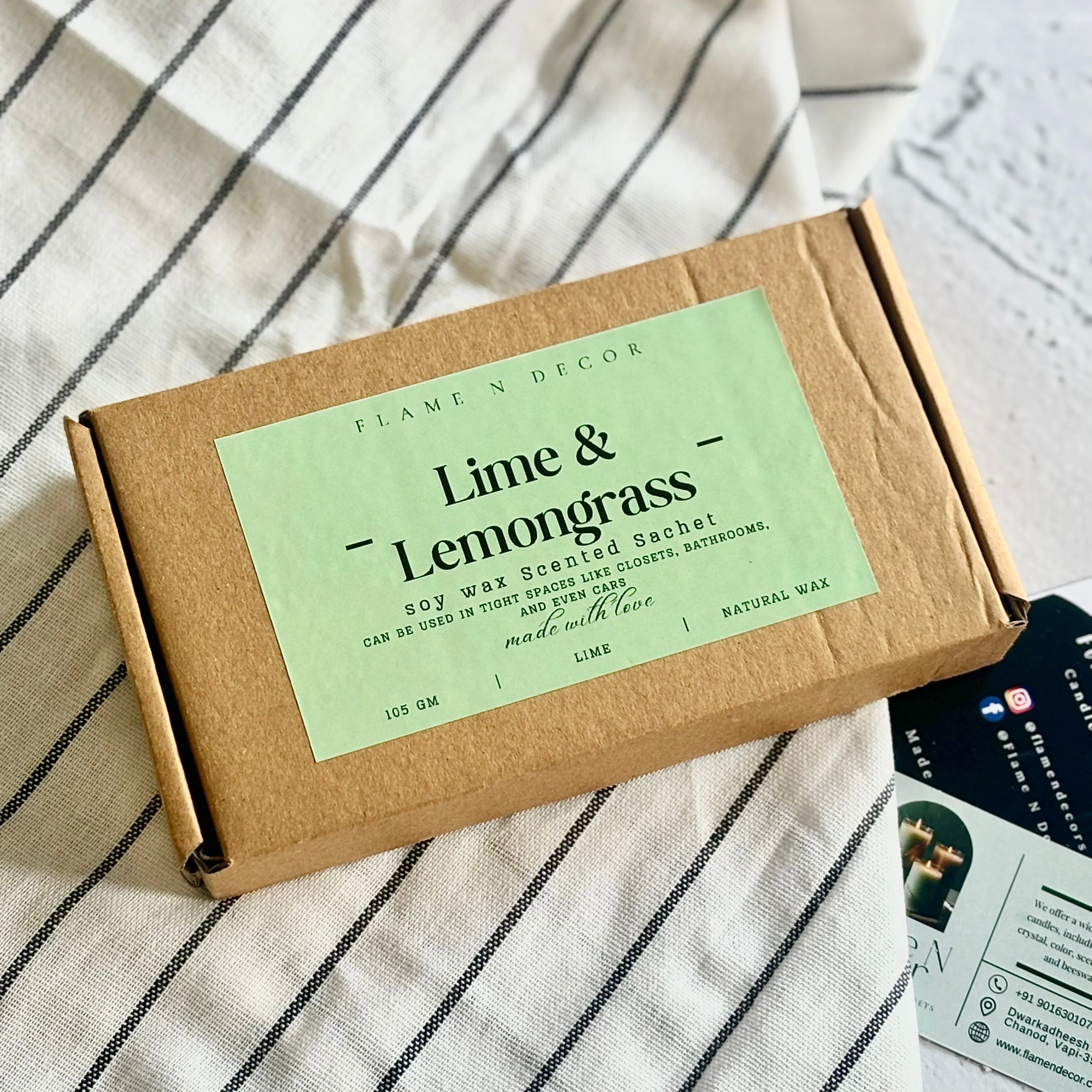 Oval Lime & Lemongrass Scented Soy Wax Sachet | Pack of 3 - Image 3
