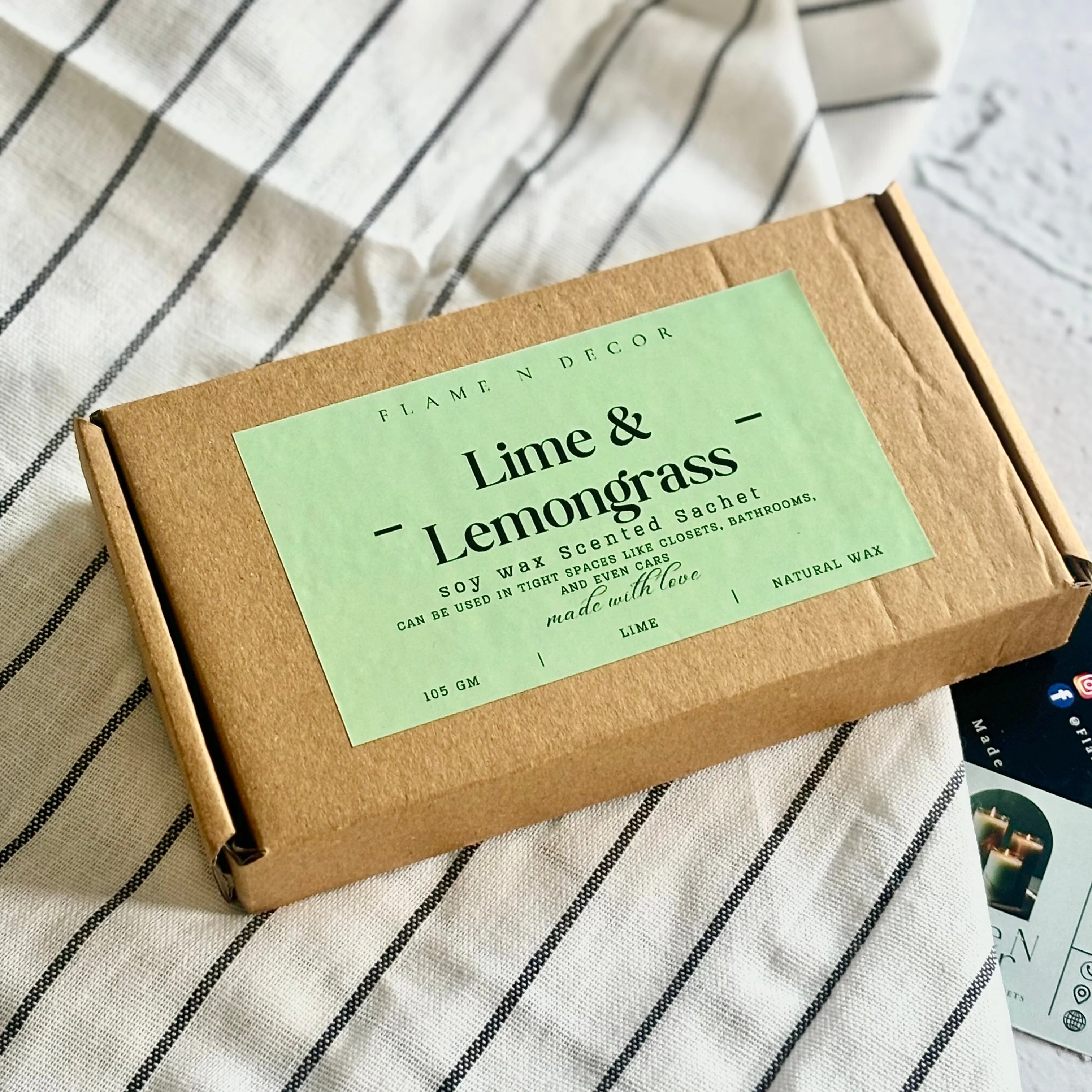 Oval Lime & Lemongrass Scented Soy Wax Sachet | Pack of 3 - Image 4