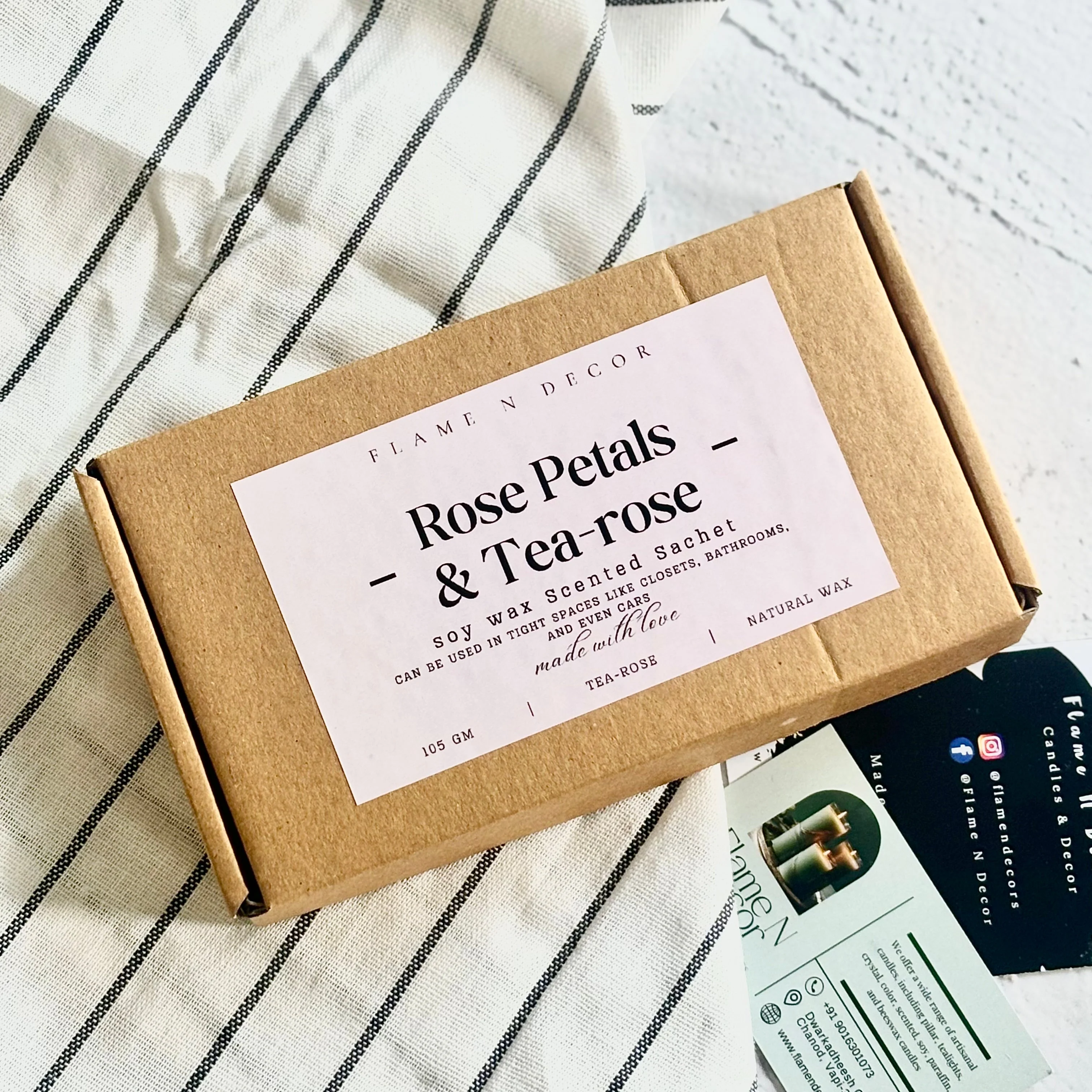 Oval Rose & Tea-Rose Scented Soy Wax Sachets | Pack of 3 - Image 3