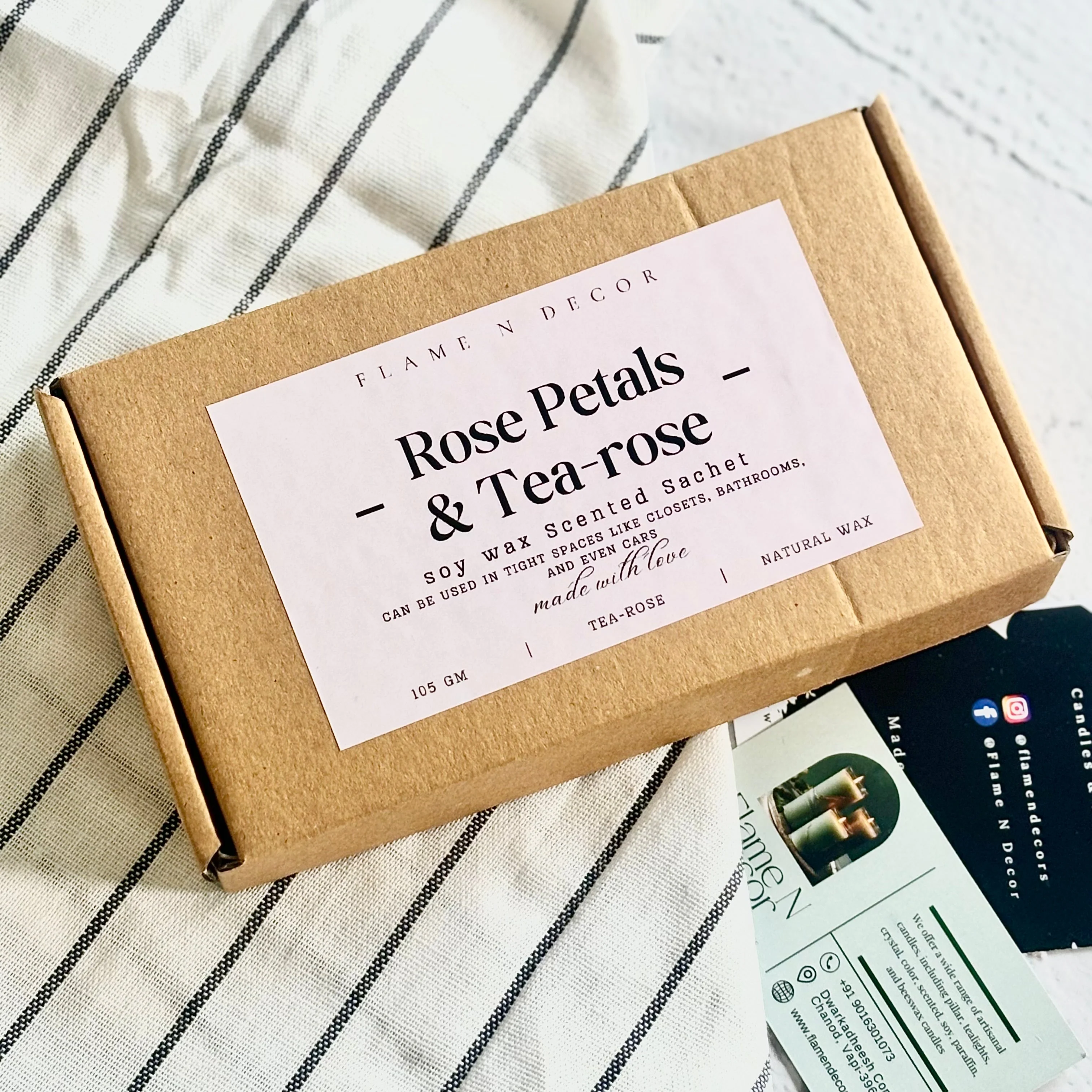 Oval Rose & Tea-Rose Scented Soy Wax Sachets | Pack of 3 - Image 4