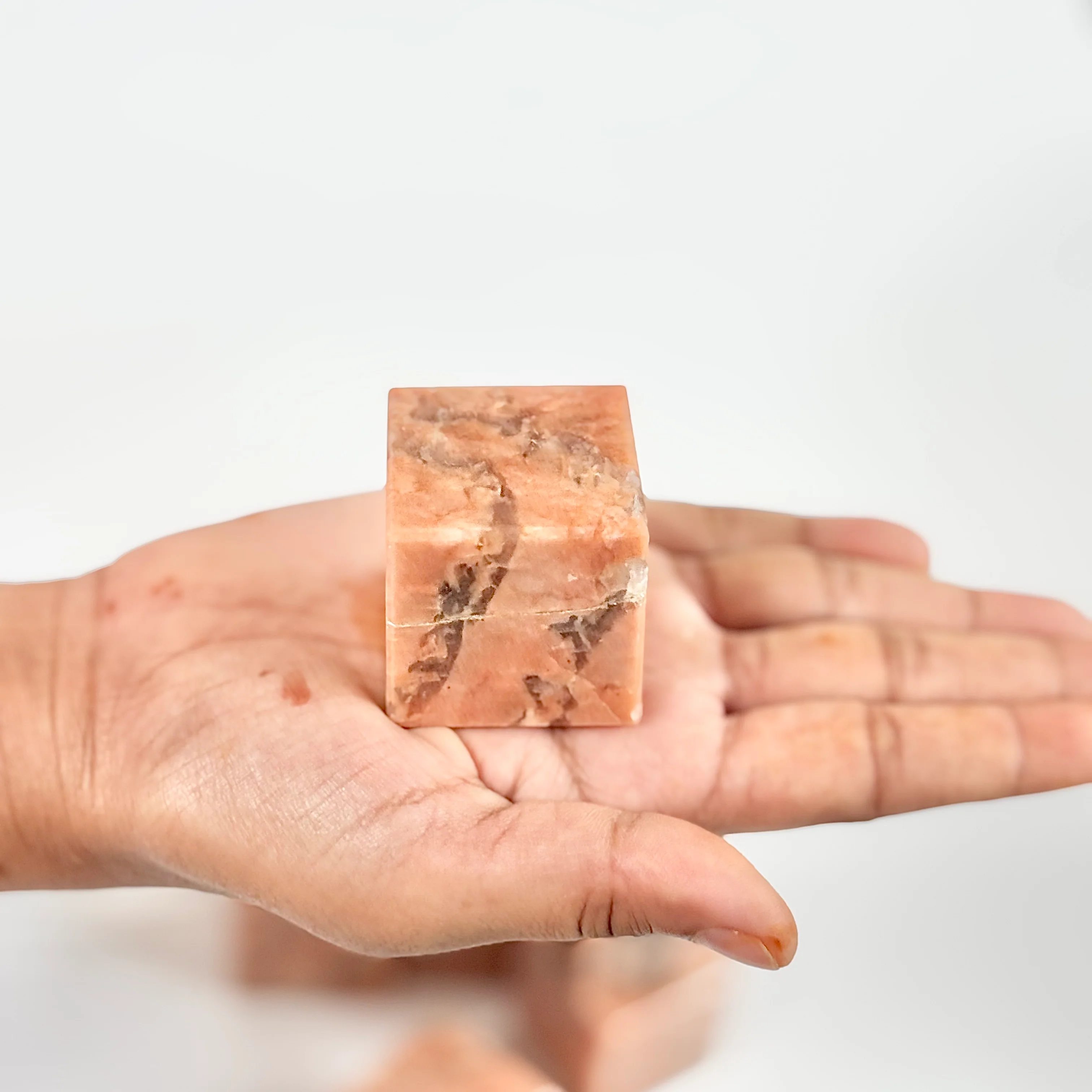 Peach Moonstone Cube - Compassion & Empathy - Image 2