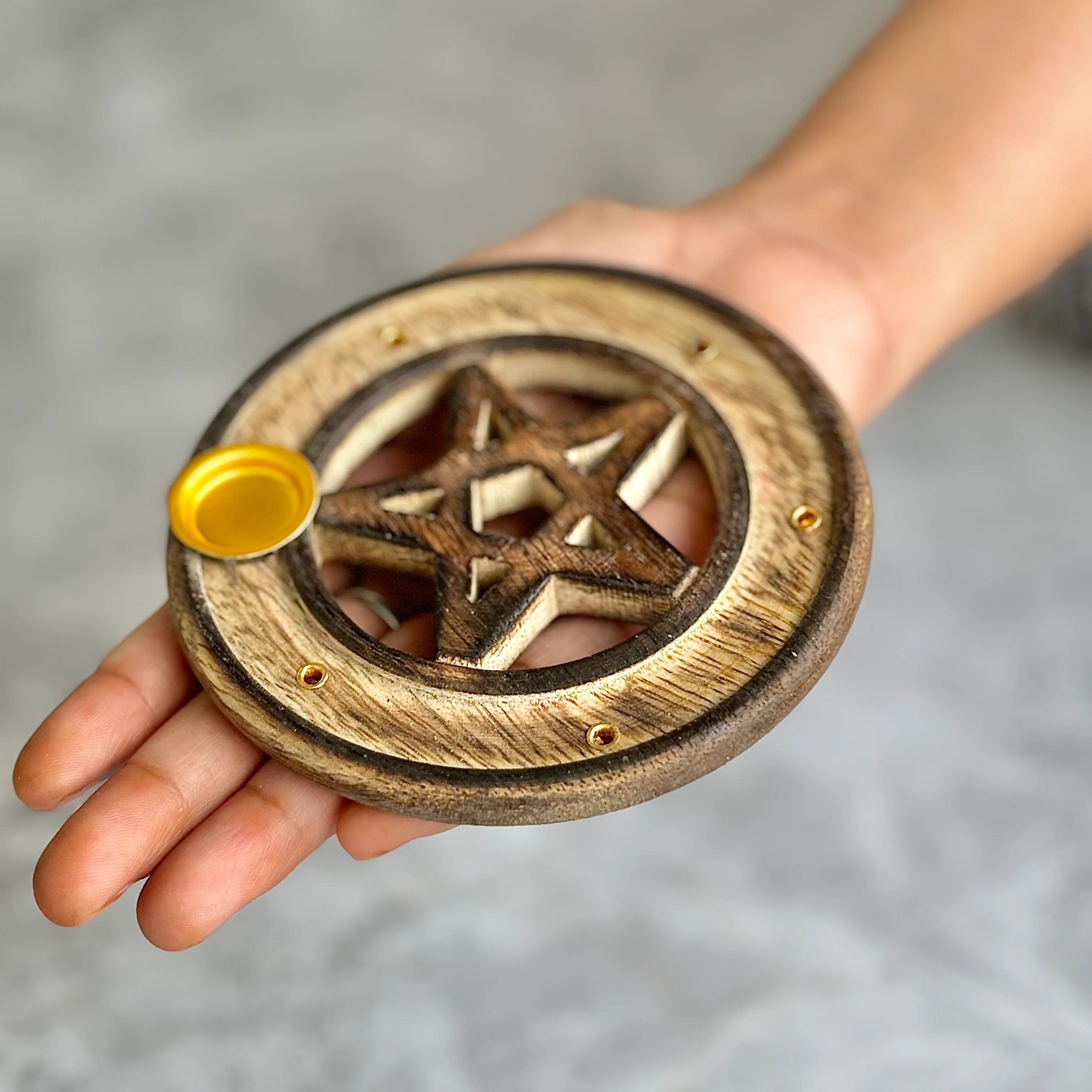 Pentacle Wooden Incense & Dhoop Cone Display Stand - Image 2