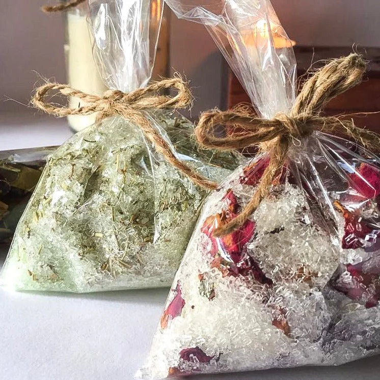Peppermint + Rosemary & Rose Essential Oil + Rose petals Epsom Salt Combo - Set of 2 - Image 3