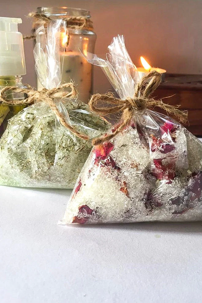 Peppermint + Rosemary & Rose Essential Oil + Rose petals Epsom Salt Combo - Set of 2 - Image 5