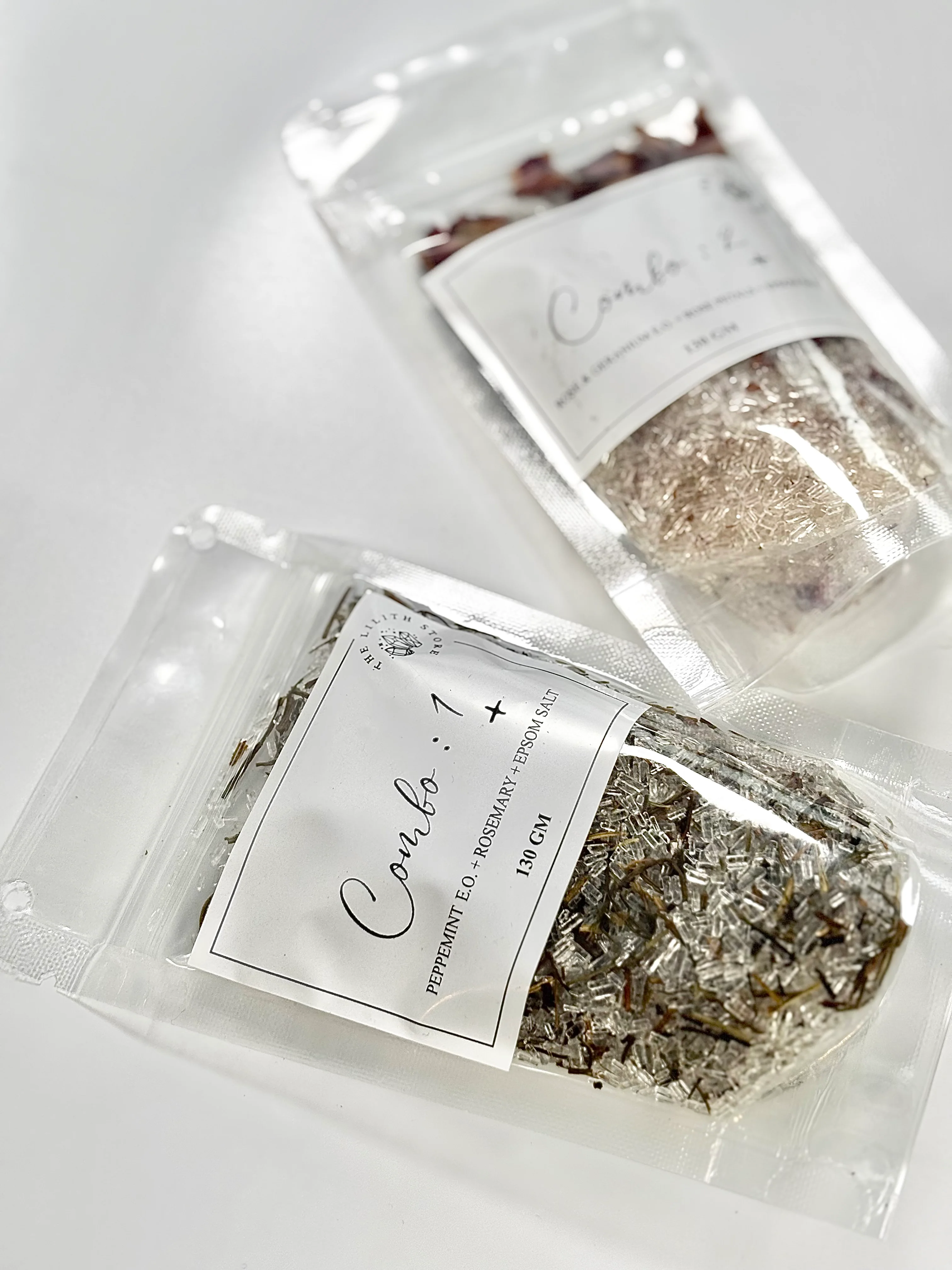 Peppermint + Rosemary & Rose Essential Oil + Rose petals Epsom Salt Combo - Set of 2 - Image 6