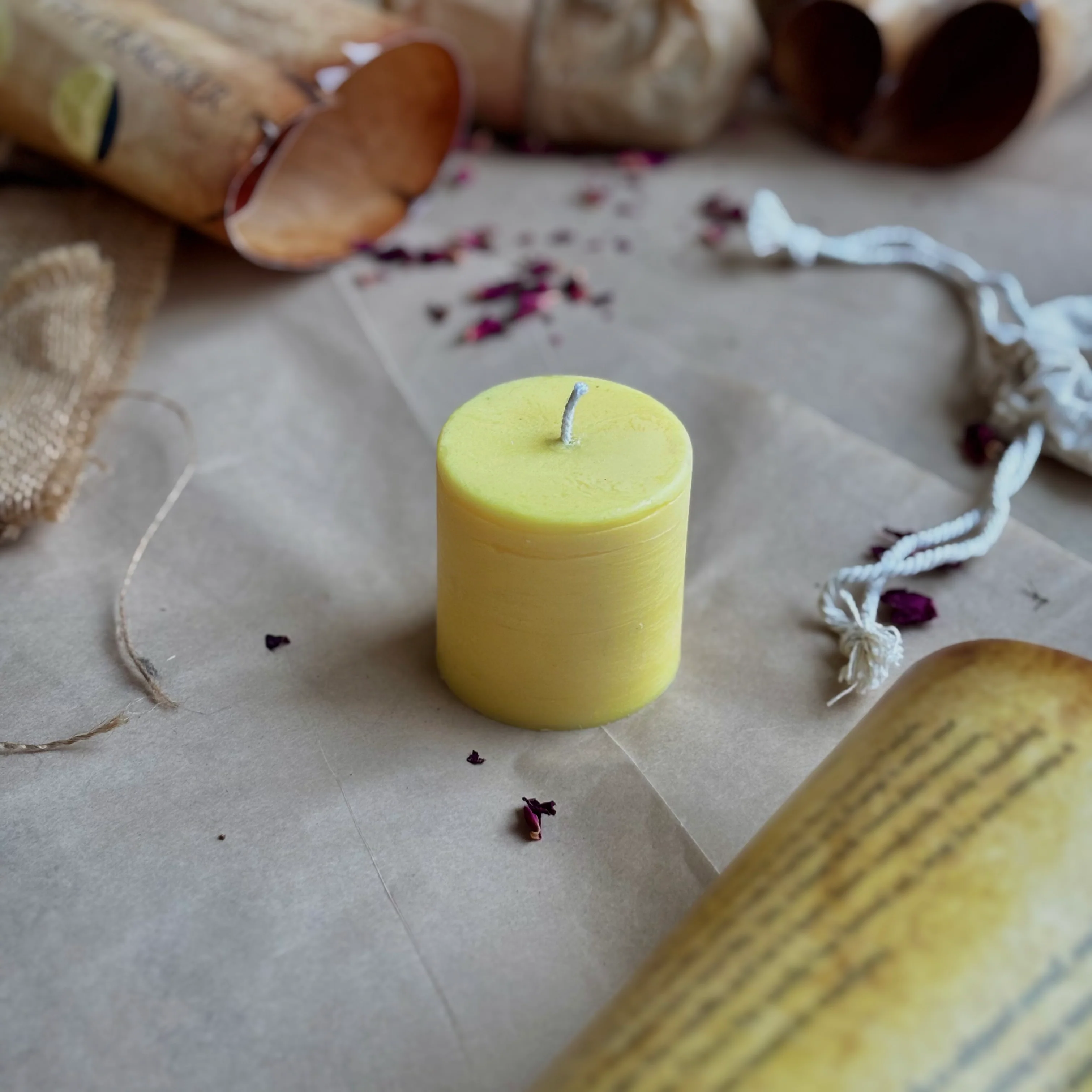 Yellow Pillar Candle 2 Inch – Soy Wax Ritual & Décor Candle | Pack of 4 - Image 2