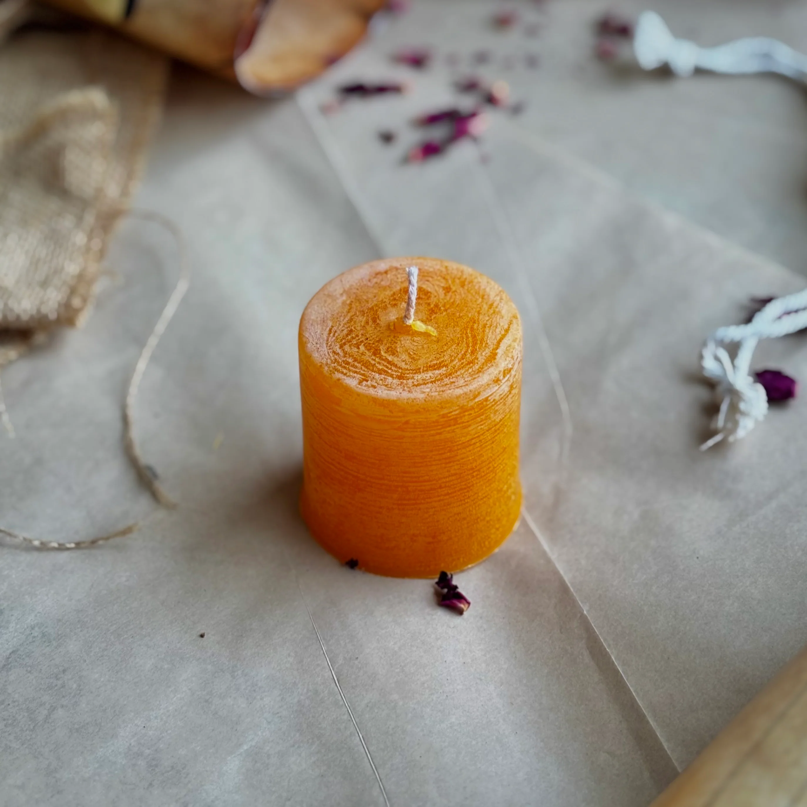 Orange Pillar Candle 2 Inch – Paraffin Wax Ritual & Décor Candle | Pack of 4