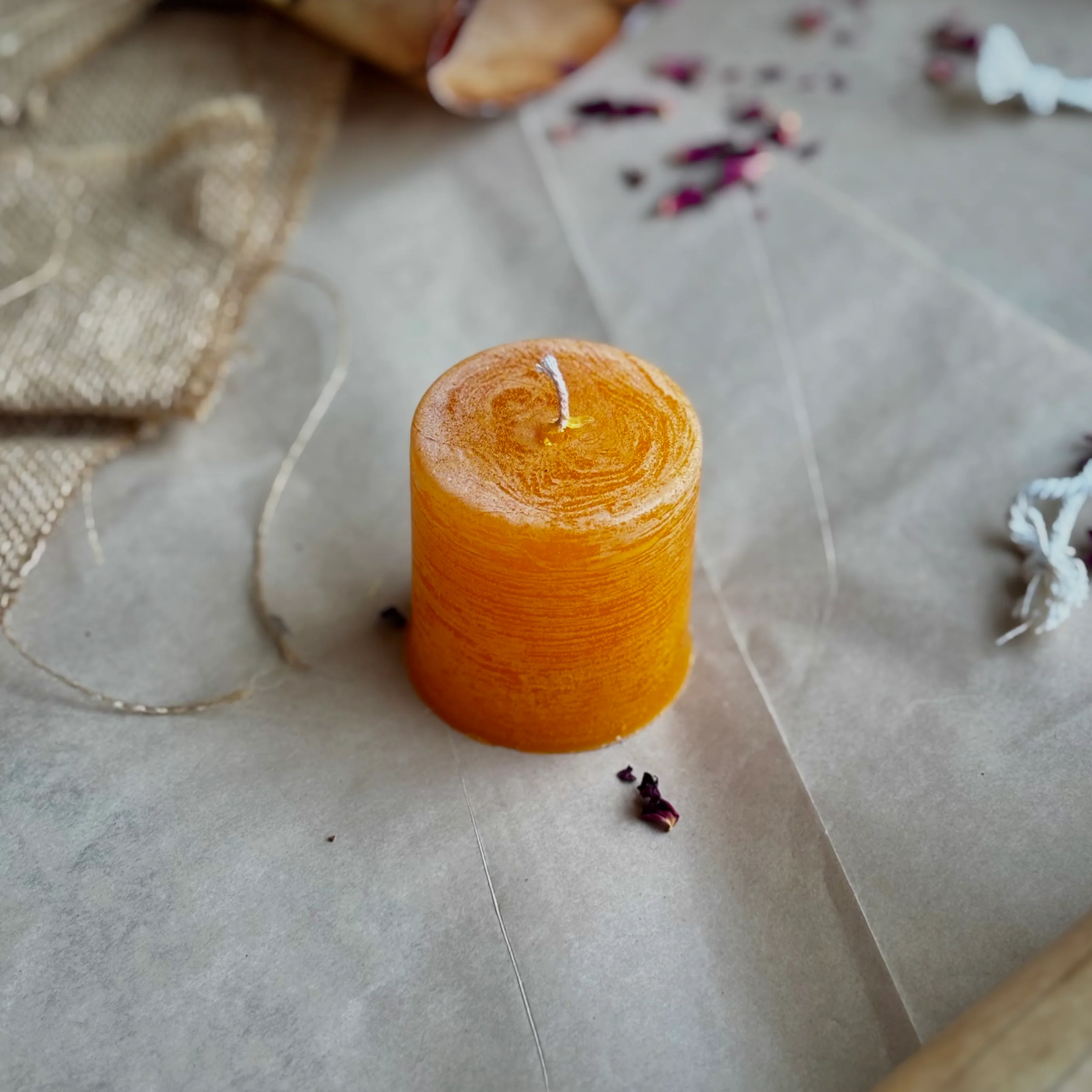 Orange Pillar Candle 2 Inch – Paraffin Wax Ritual & Décor Candle | Pack of 4 - Image 2