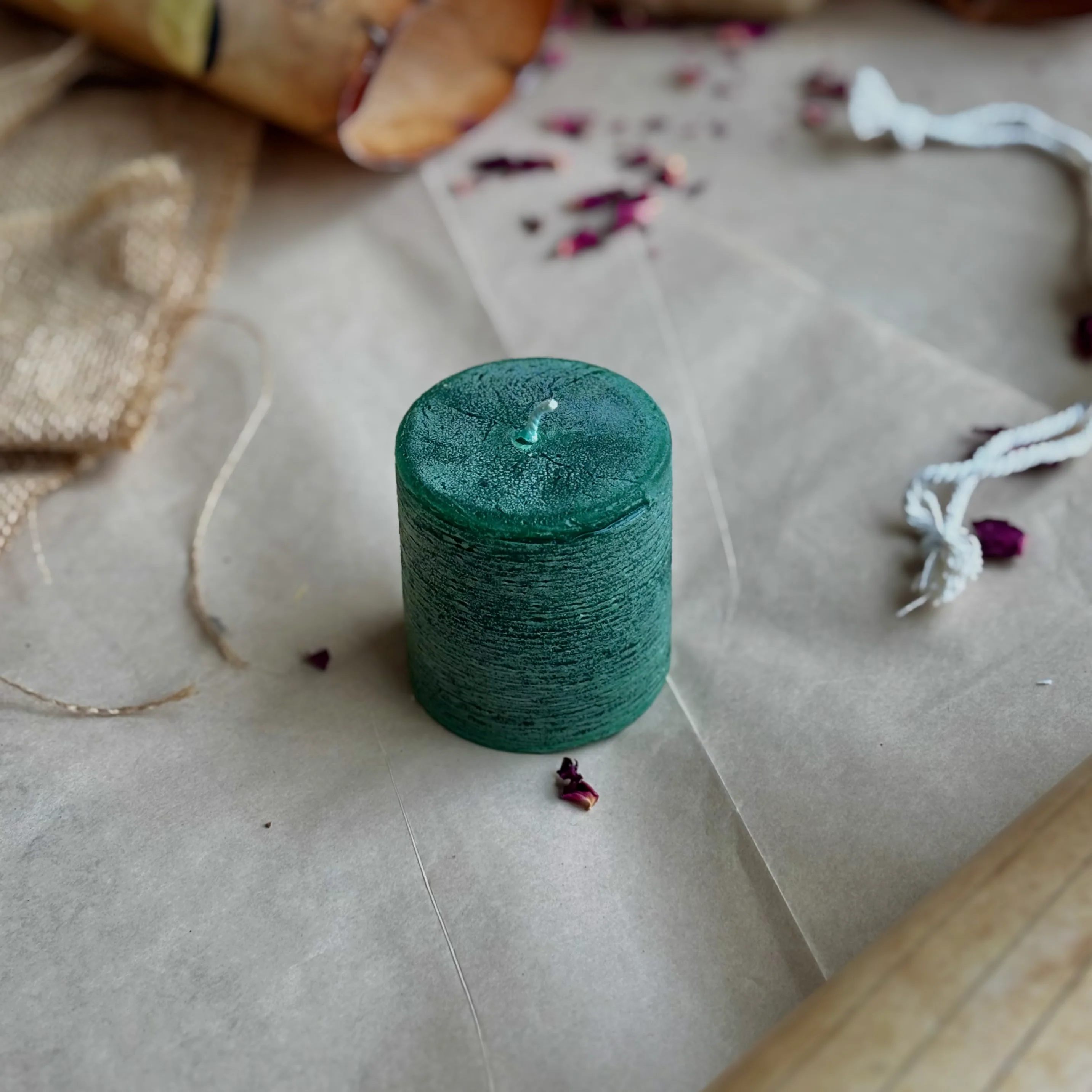 Green Pillar Candle 2 Inch – Paraffin Wax Ritual & Décor Candle | Pack of 4