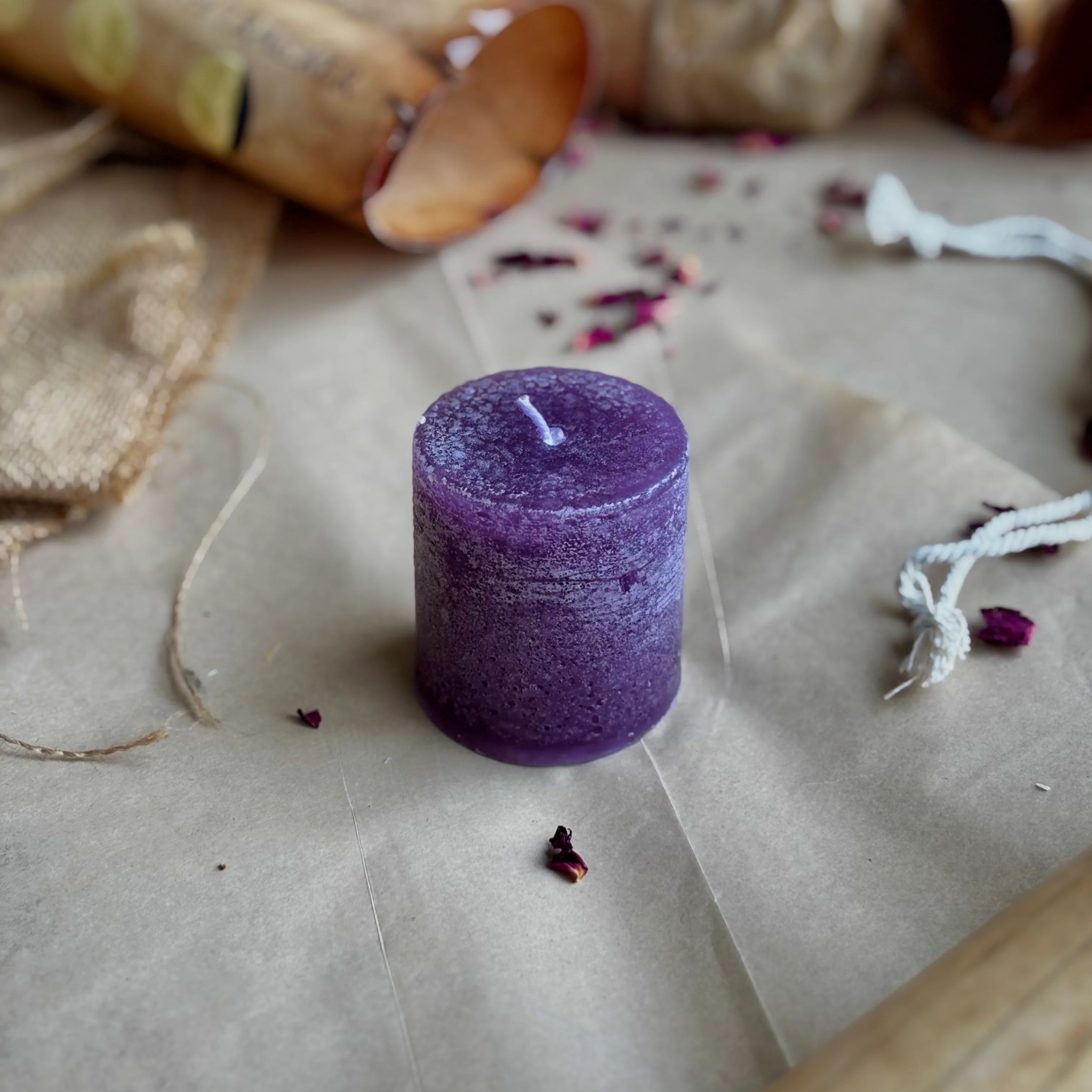 Purple Pillar Candle 2 Inch – Paraffin Wax Ritual & Décor Candle | Pack of 4 - Image 2