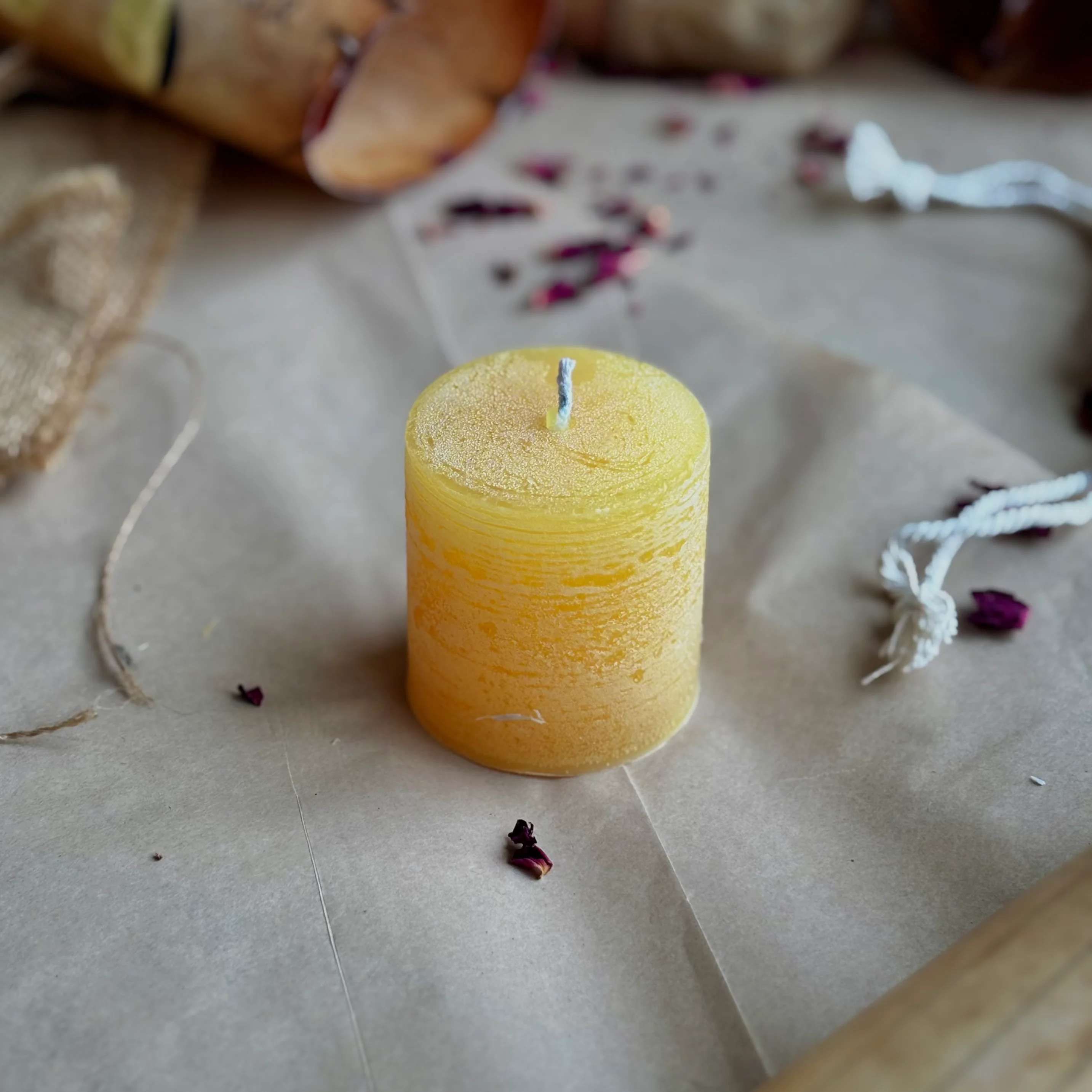 Yellow Pillar Candle 2 Inch – Paraffin Wax Ritual & Décor Candle | Pack of 4