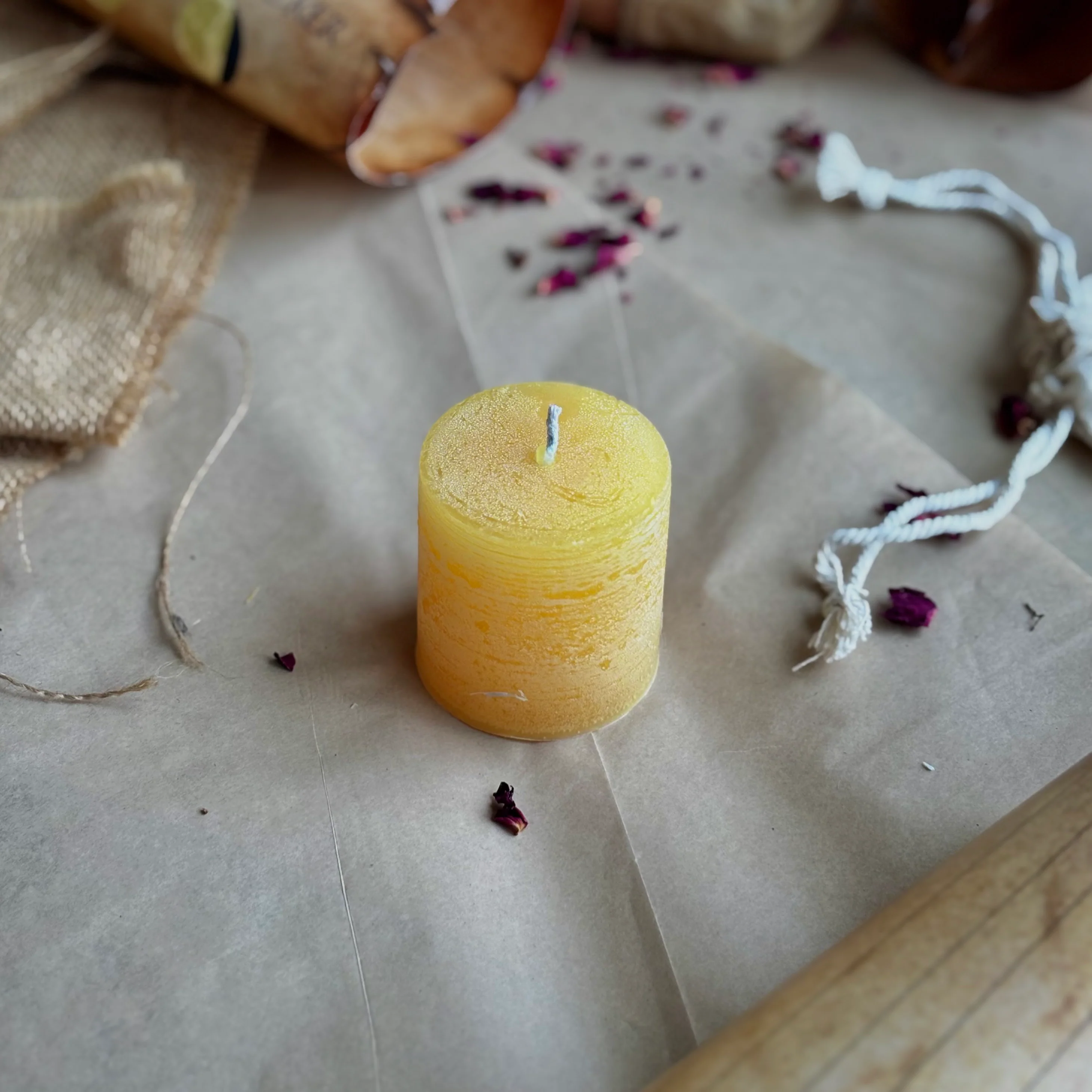 Yellow Pillar Candle 2 Inch – Paraffin Wax Ritual & Décor Candle | Pack of 4 - Image 2