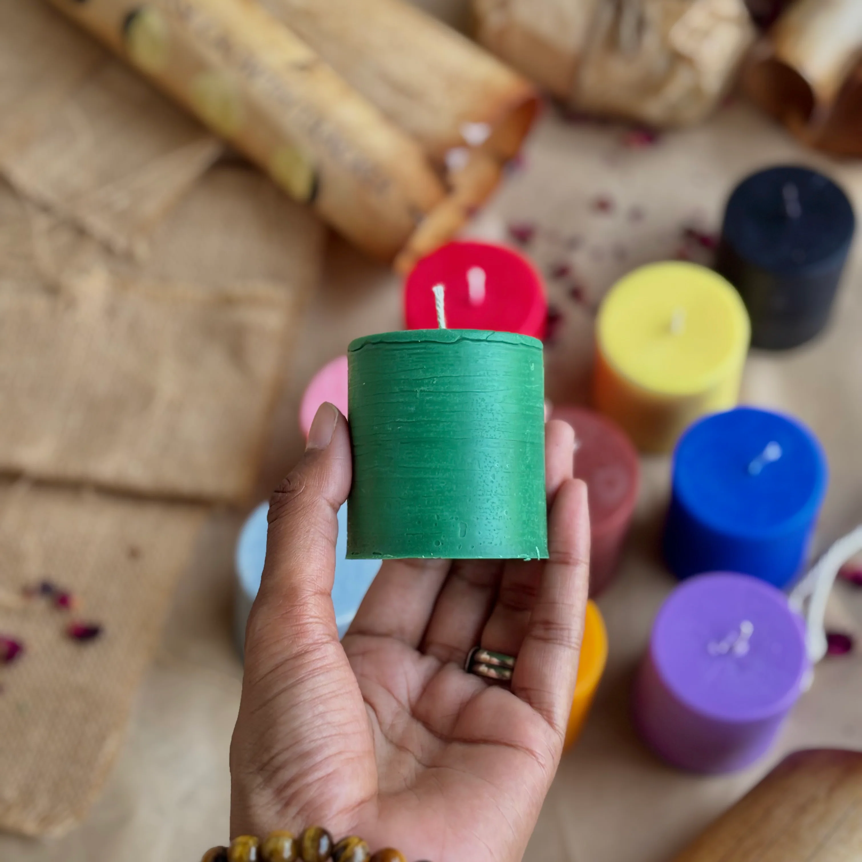 Pack of 11 Soy Wax Pillar Candles (2 Inch) – Assorted Ritual & Décor Colours - Image 4