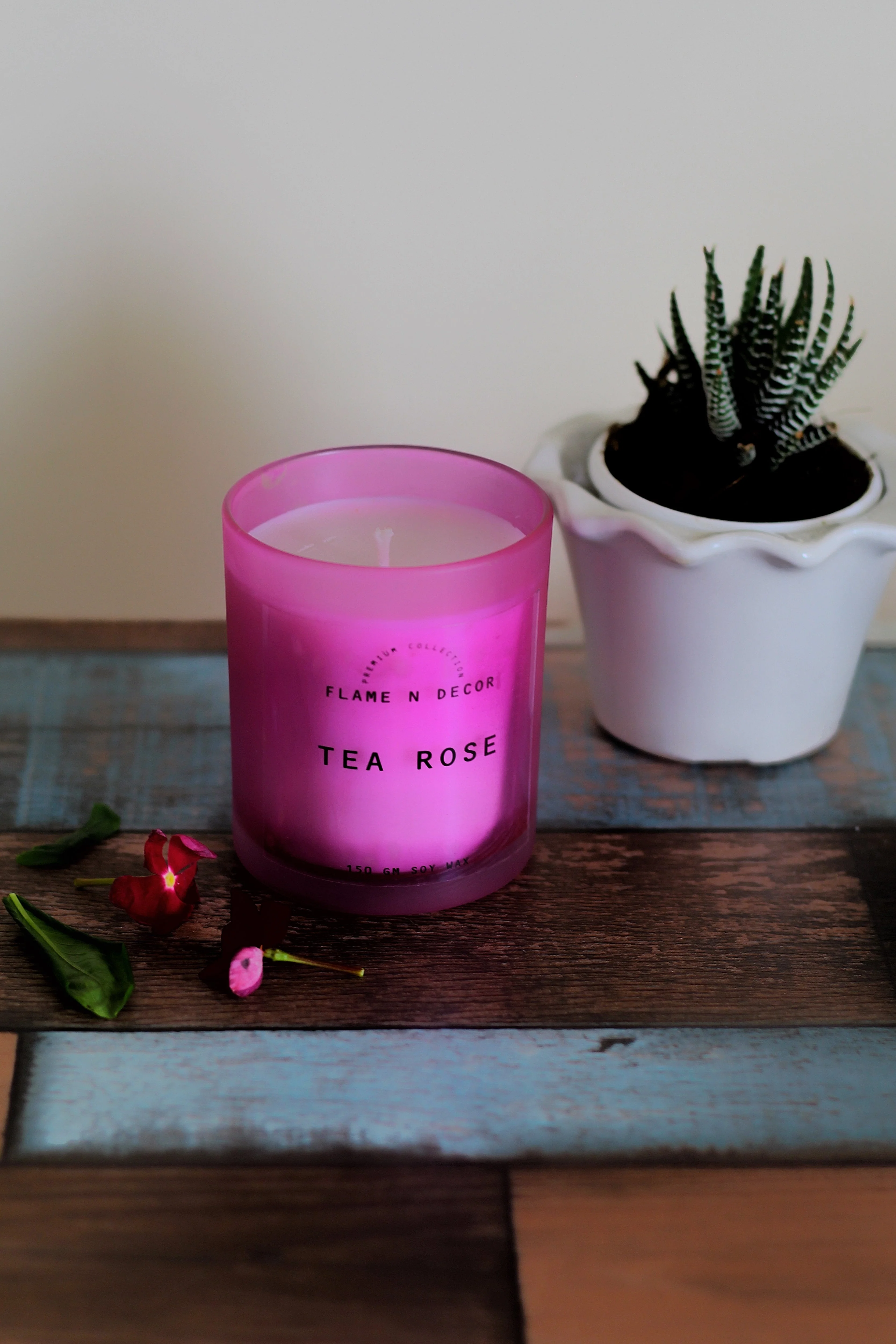 Pink Frost Glass Jar candle | Soy Candle - Image 2