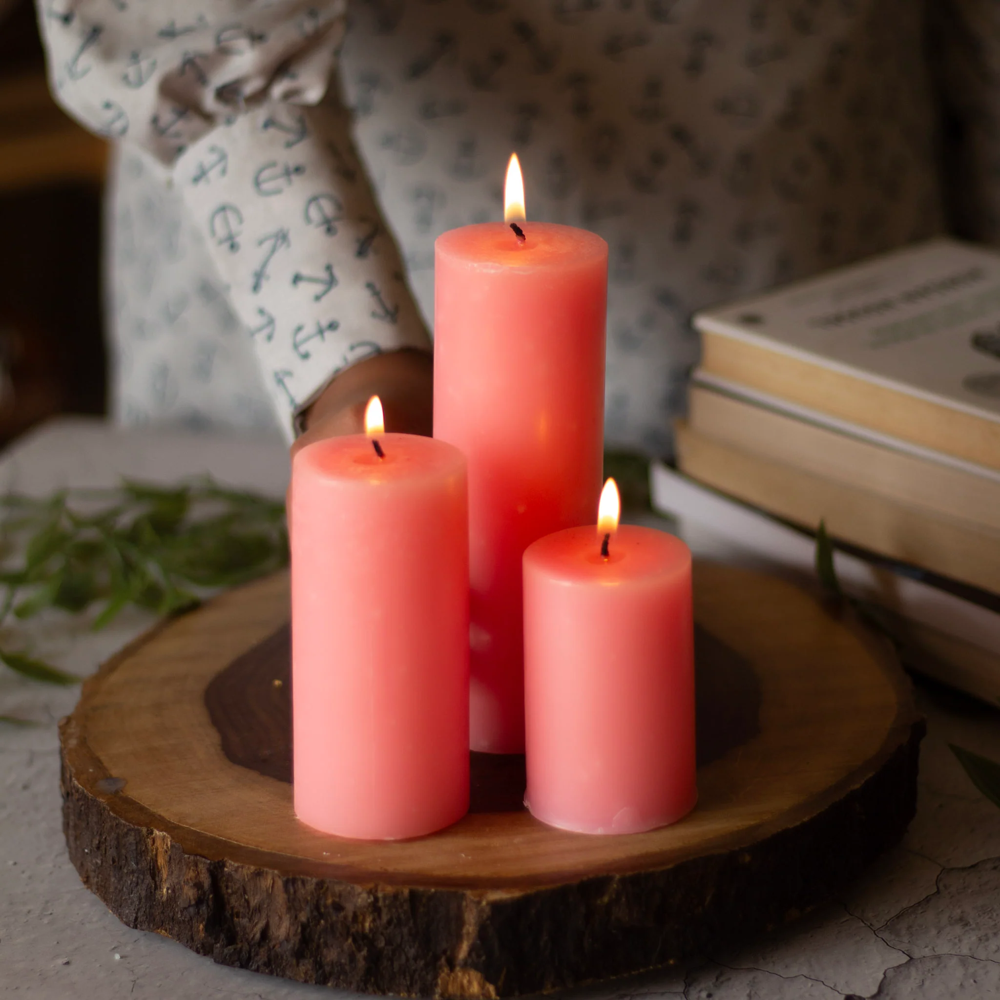 Pink Pillar Unscented Candle | Set of 3 - Image 3