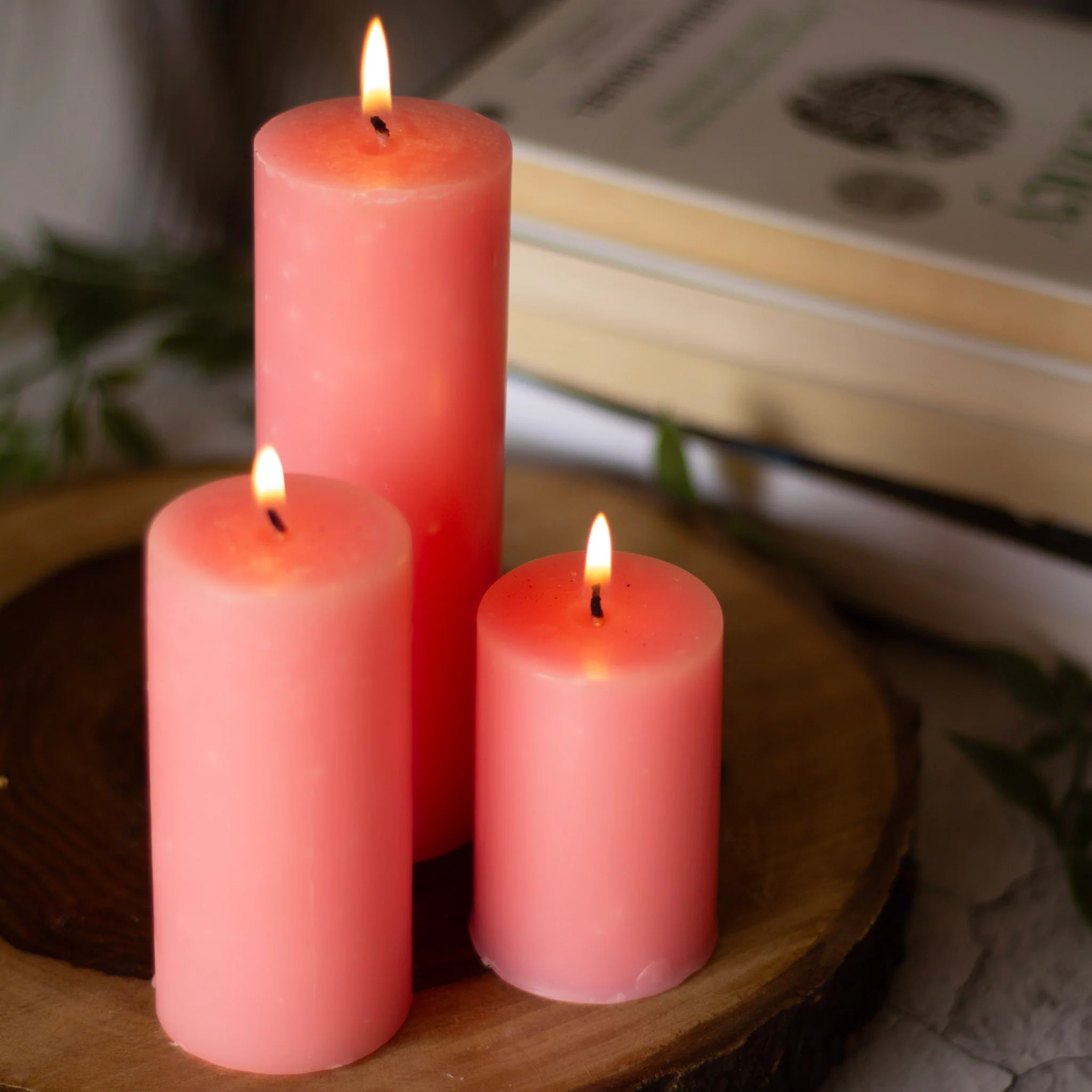 Pink Pillar Unscented Candle | Set of 3 - Image 4