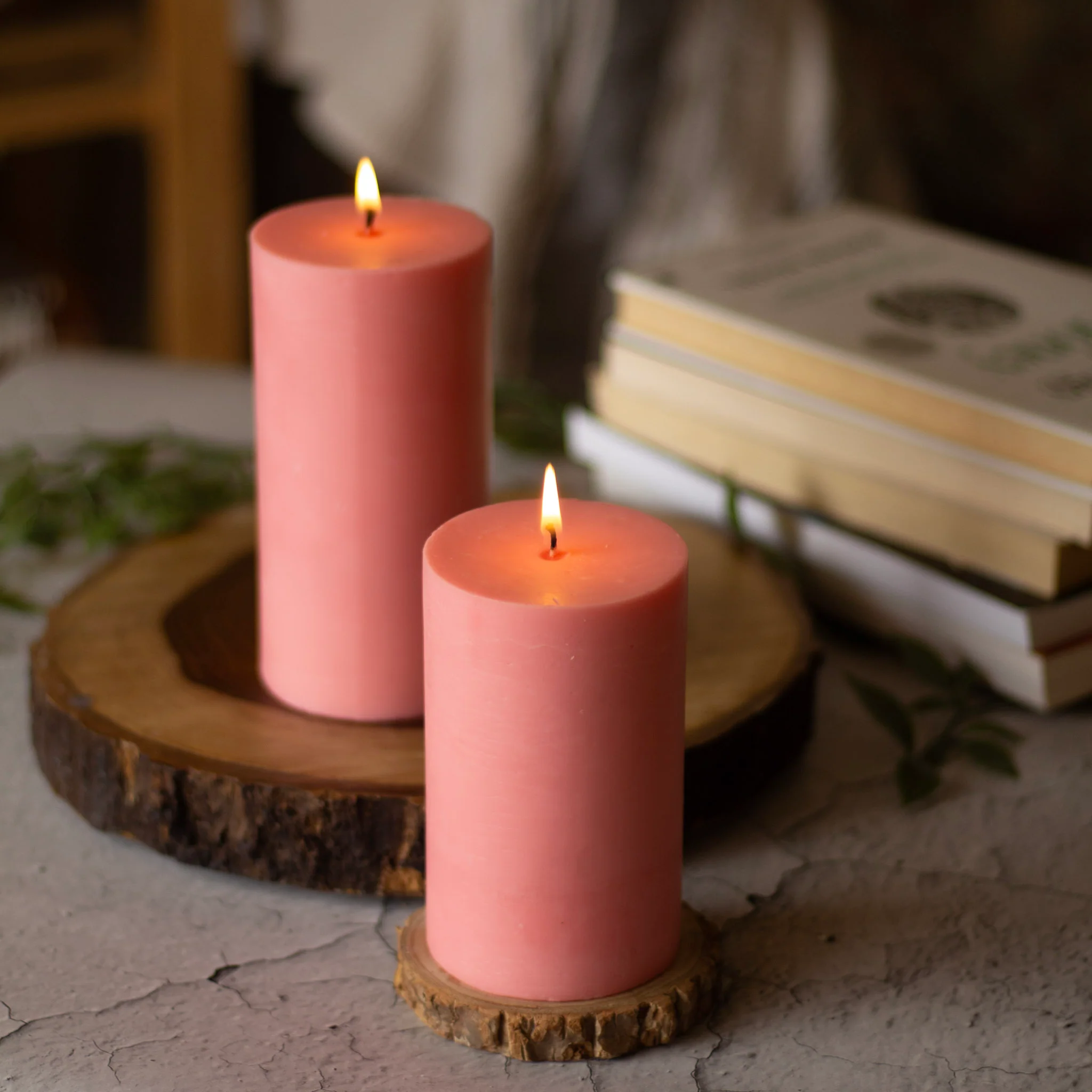 Pink Pillar Unscented Soy Candle - Image 2