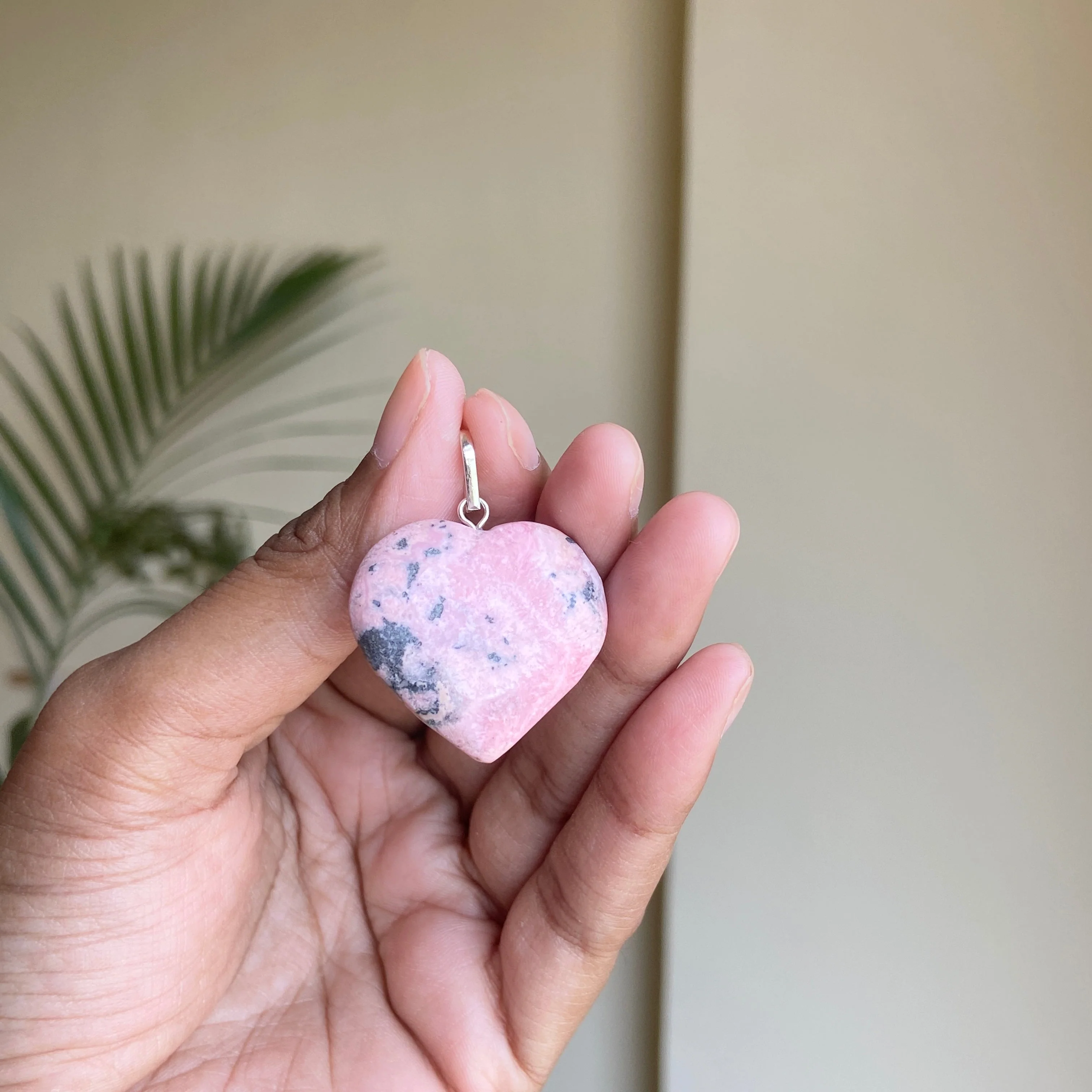 Pink Rhodonite mini Heart Pendant | Attract Love in general & Promotes inner Peace - Image 2