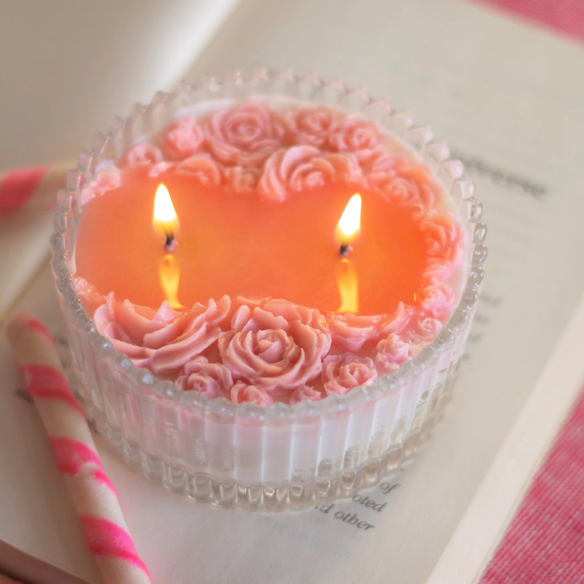 Pink Rose bouquet Soy Scented Candle with Lid set of 3 | candy jar - Image 6