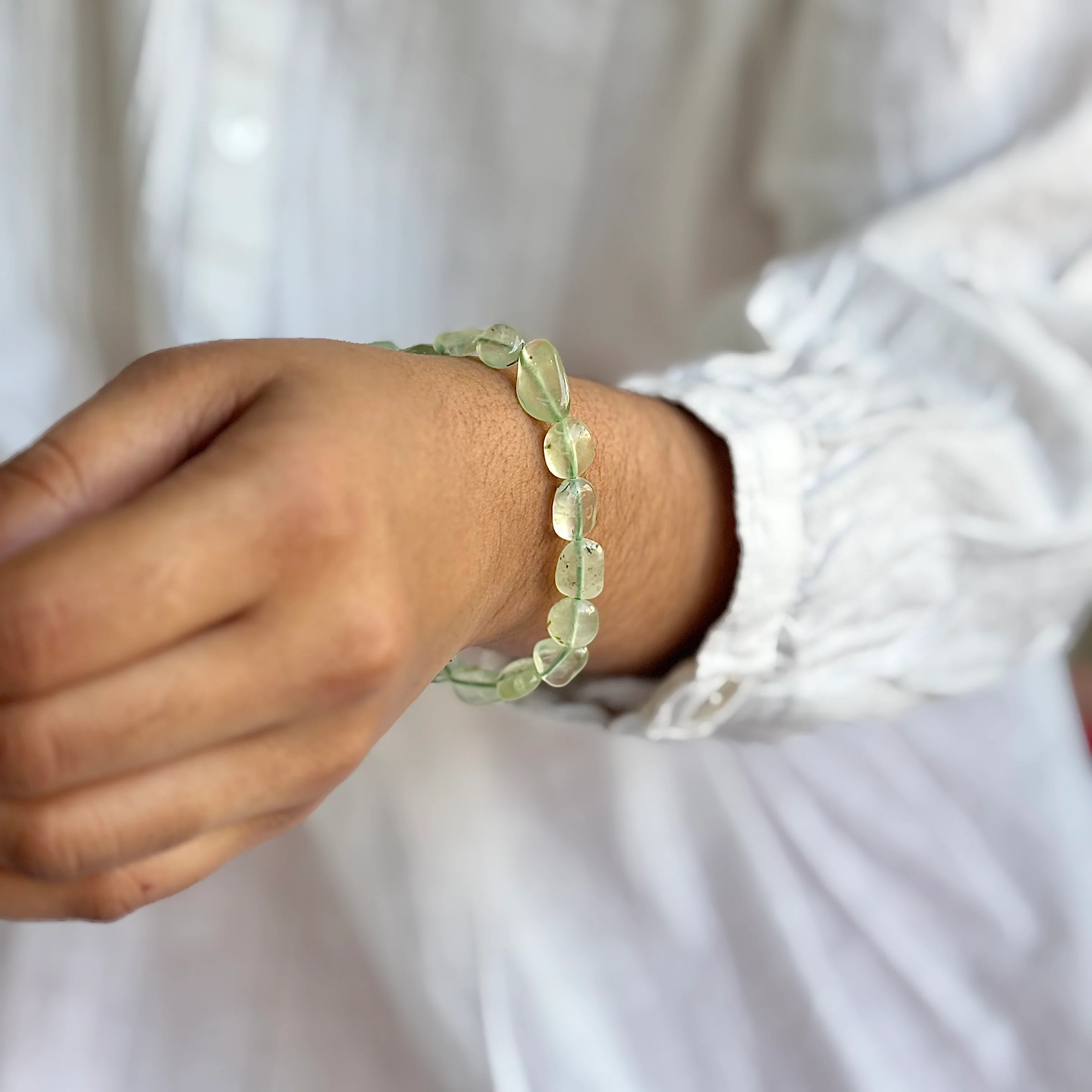 Prehnite Mini Tumble Bracelet | Stone for psychics and intuitive reader - Image 2