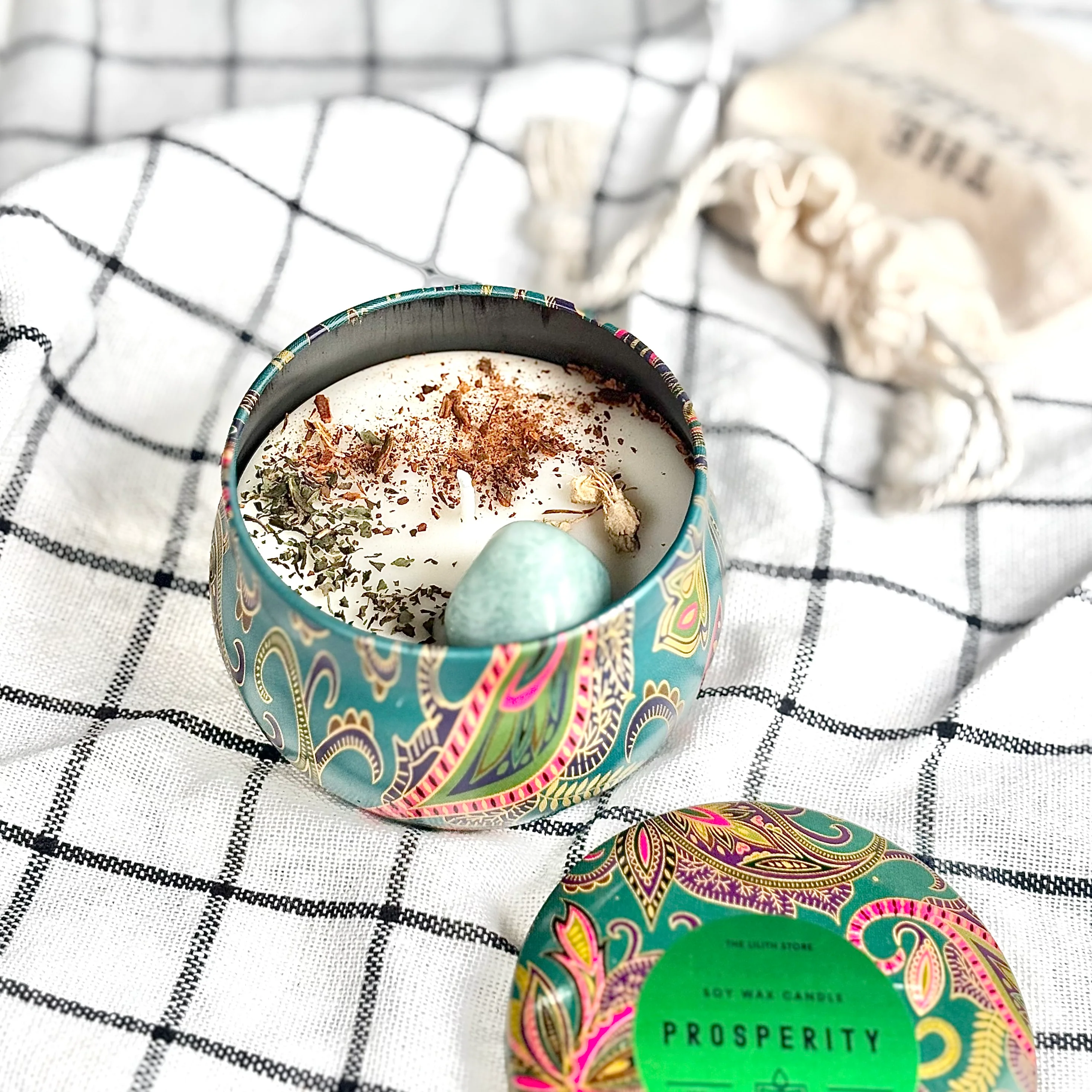 Prosperity Tin Container Soy Intention Candle - 100 g - Image 3