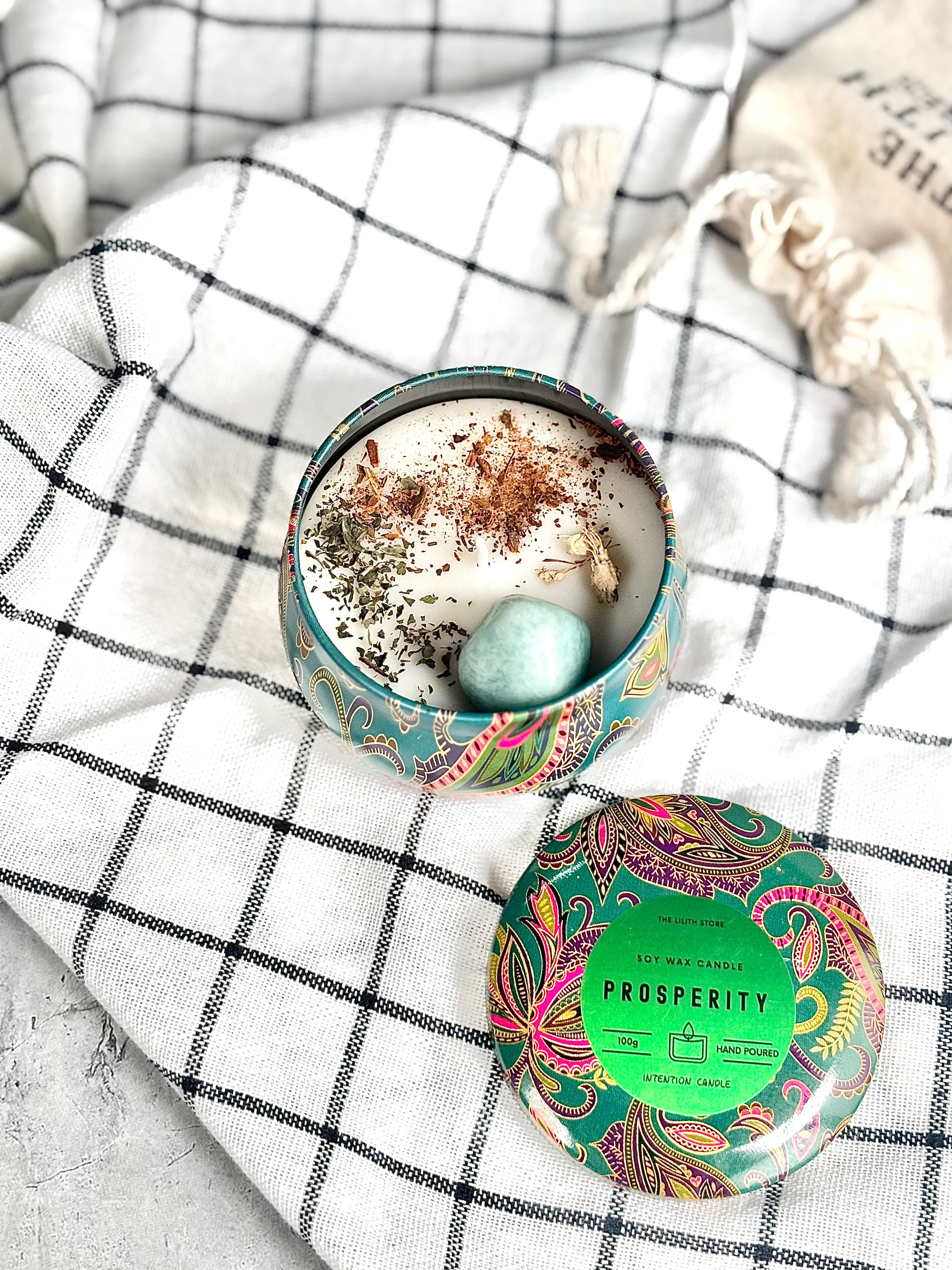 Prosperity Tin Container Soy Intention Candle - 100 g - Image 4