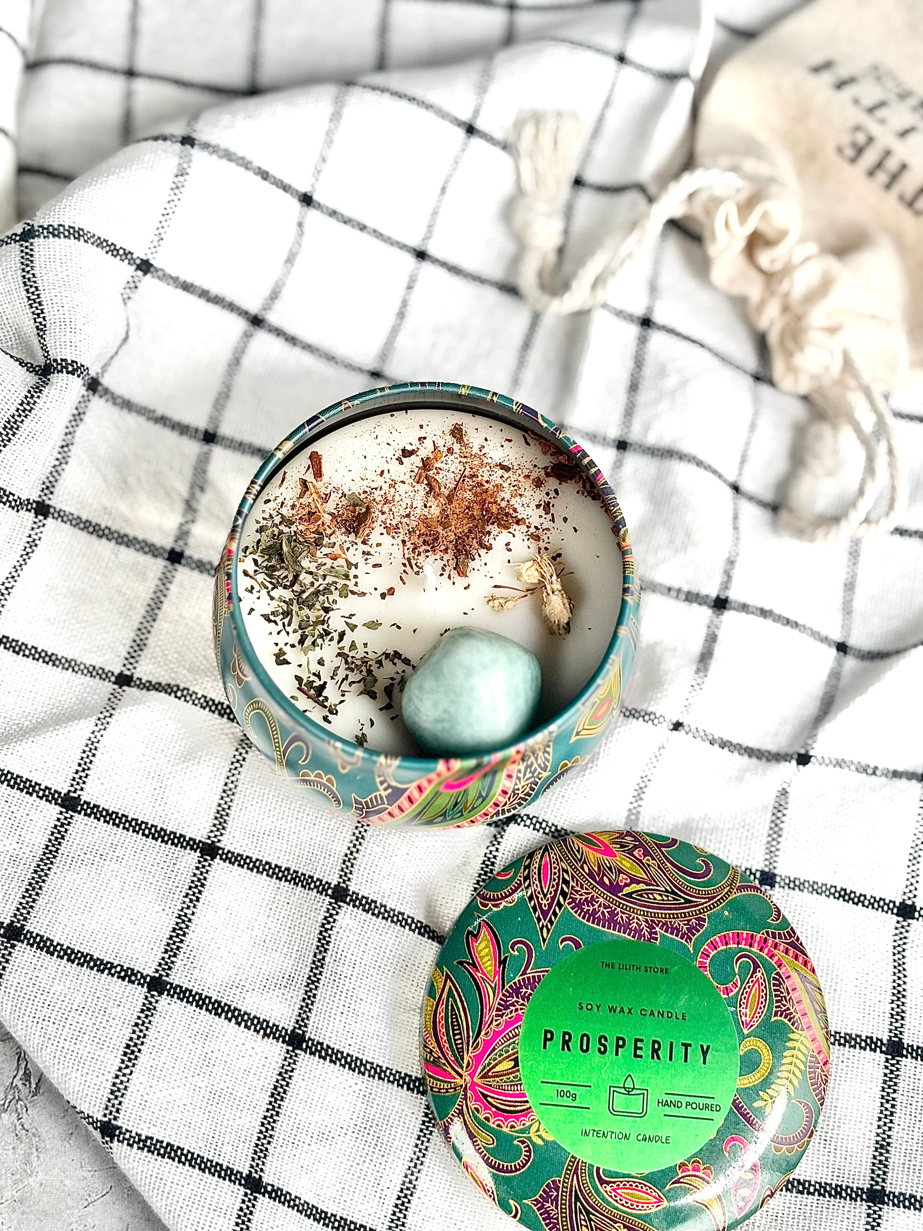 Prosperity Tin Container Soy Intention Candle - 100 g - Image 5