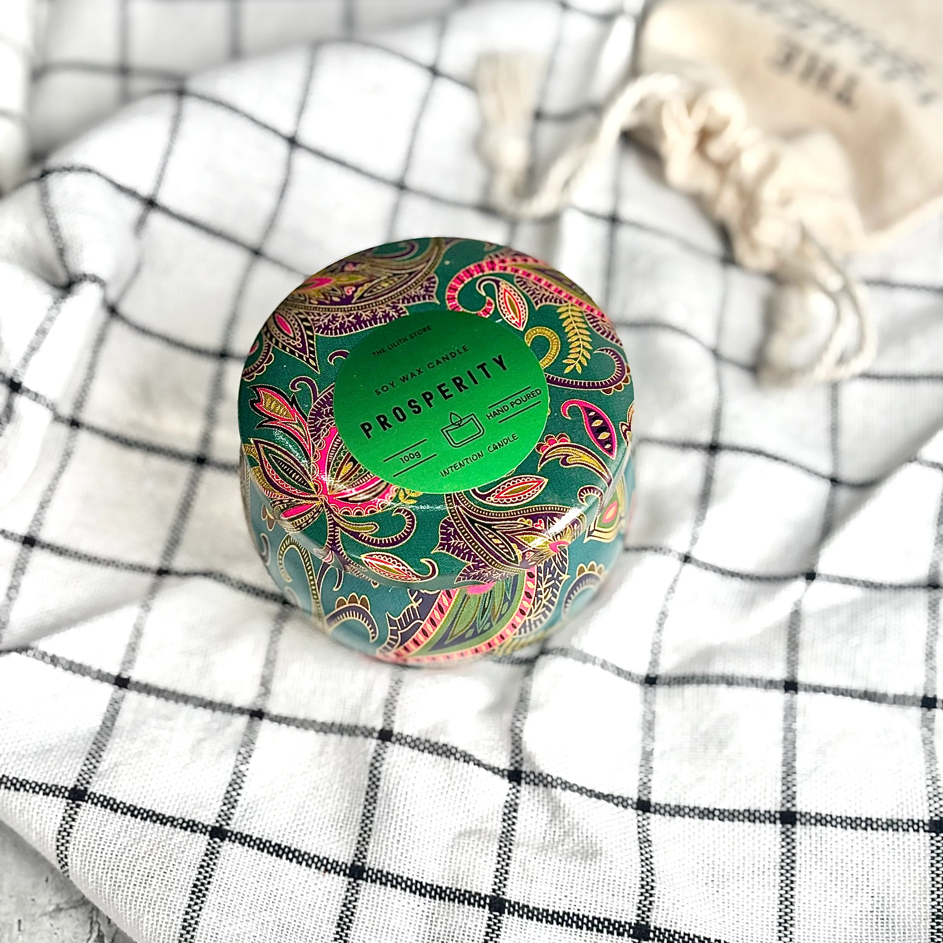 Prosperity Tin Container Soy Intention Candle - 100 g - Image 6