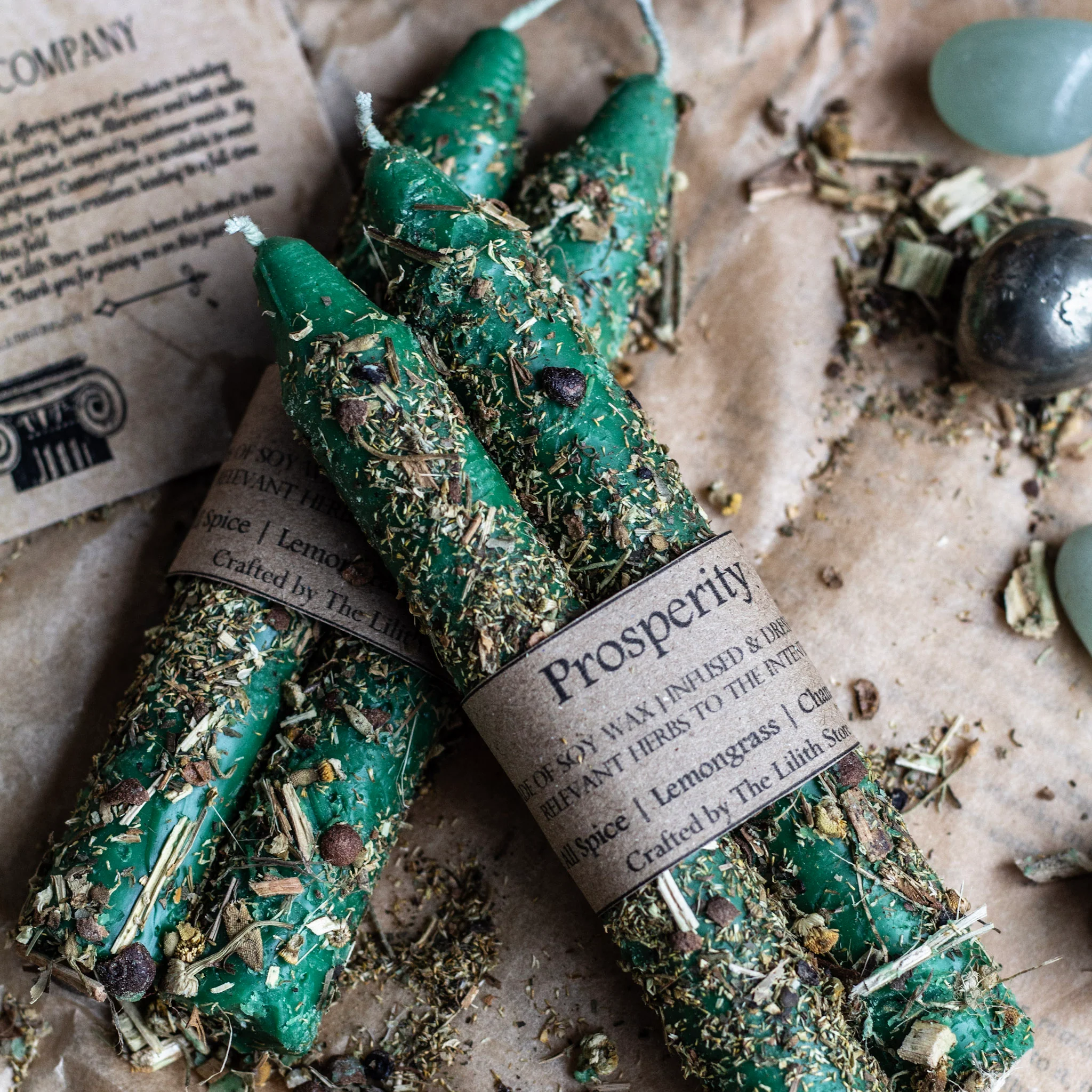 Prosperity - Set of 2 | Taper Candle Infused with herbs | Soy Wax - Image 2