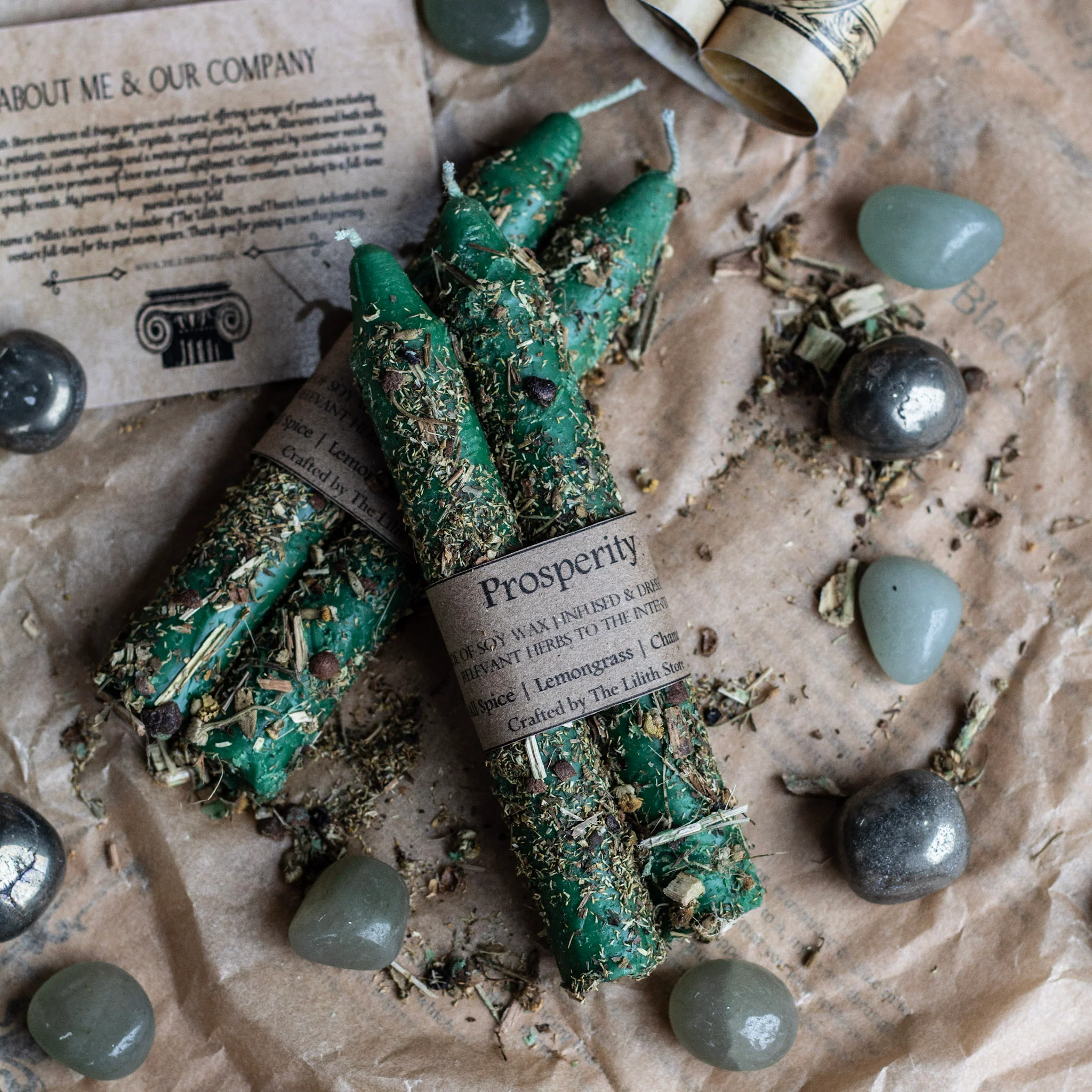 Prosperity - Set of 2 | Taper Candle Infused with herbs | Soy Wax - Image 3
