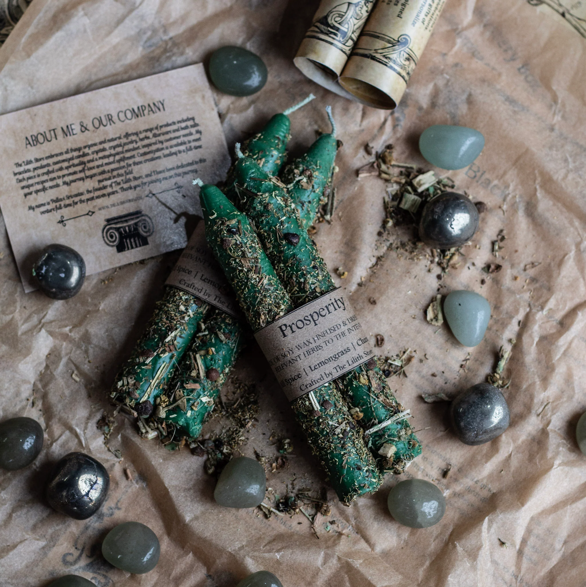 Prosperity - Set of 2 | Taper Candle Infused with herbs | Soy Wax - Image 4