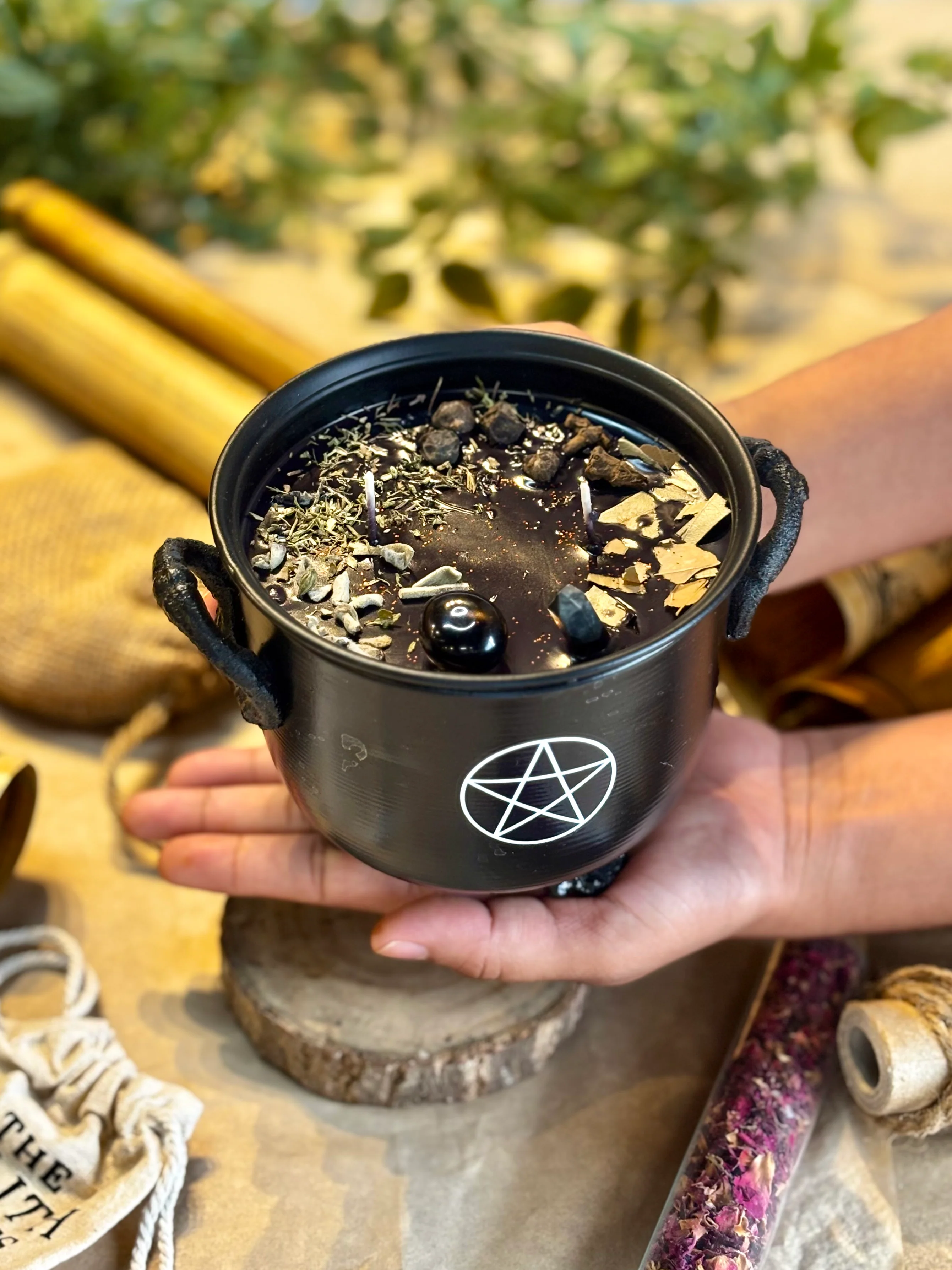 Protection Cauldron Candle with Pentacle Print - Image 6