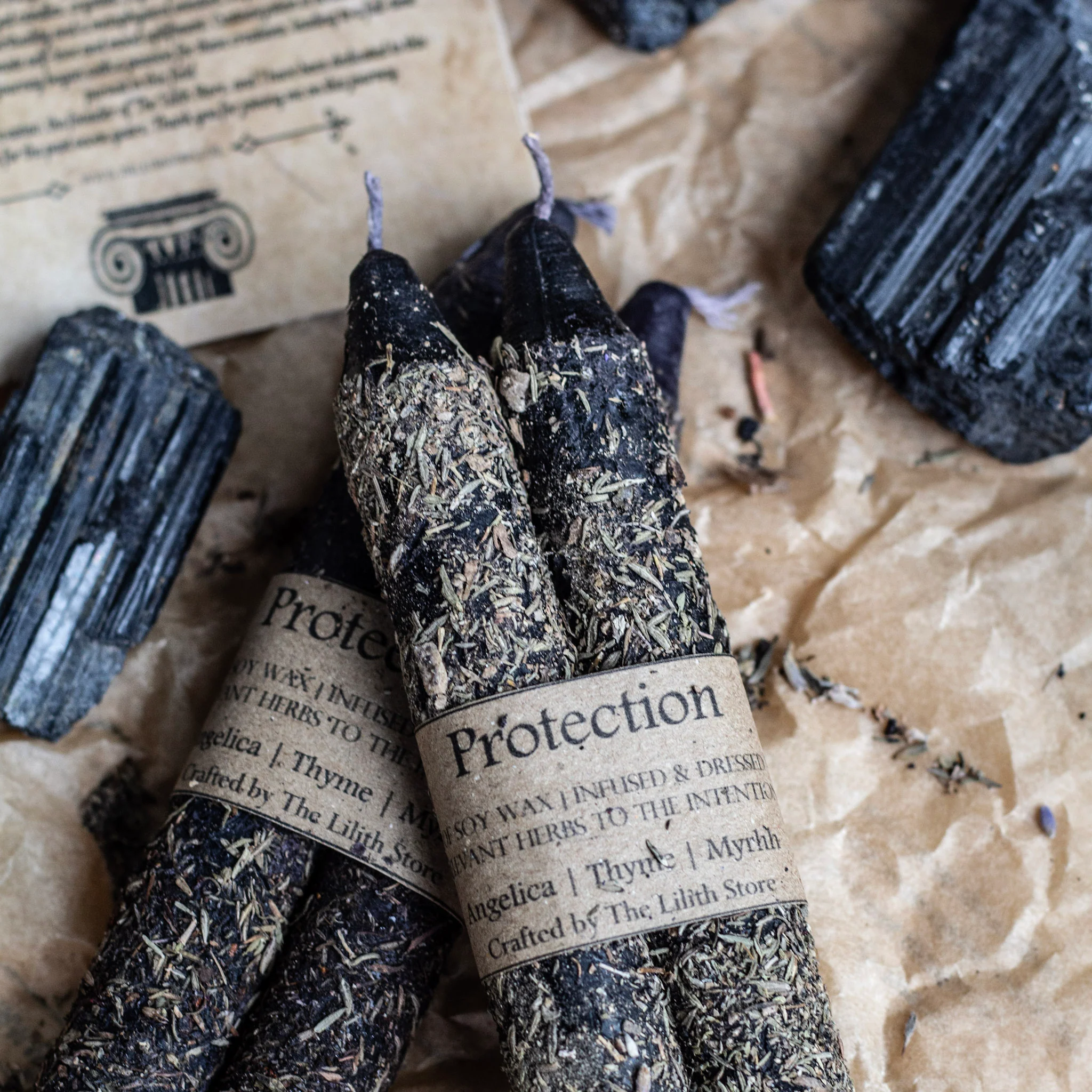 Protection - Set of 2 | Taper Candle Infused with herbs | Soy Wax - Image 2