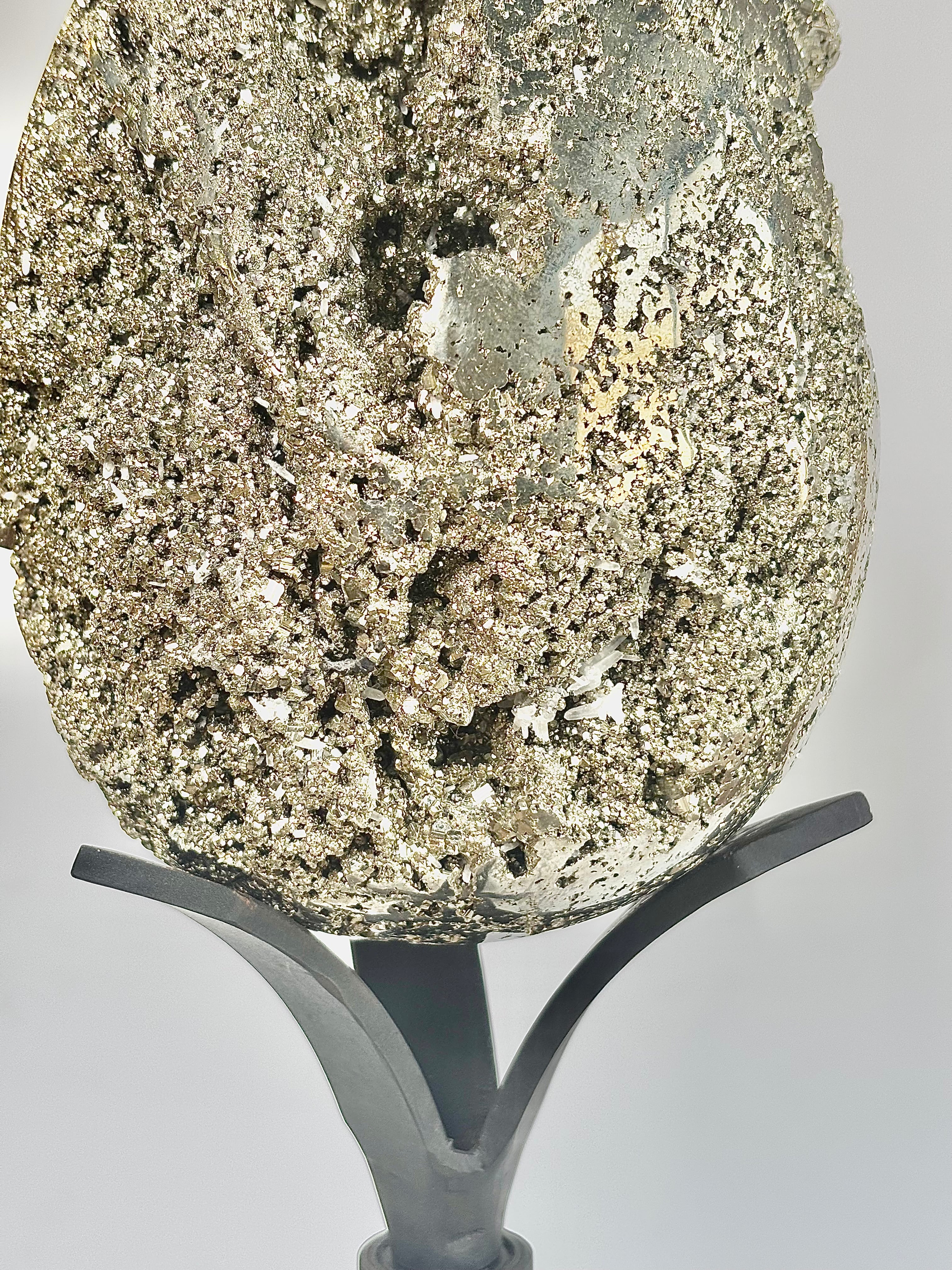 Extra Large Peruvian Pyrite Druzy Egg Carving 8.4 Kg – Abundance & Prosperity - Image 5